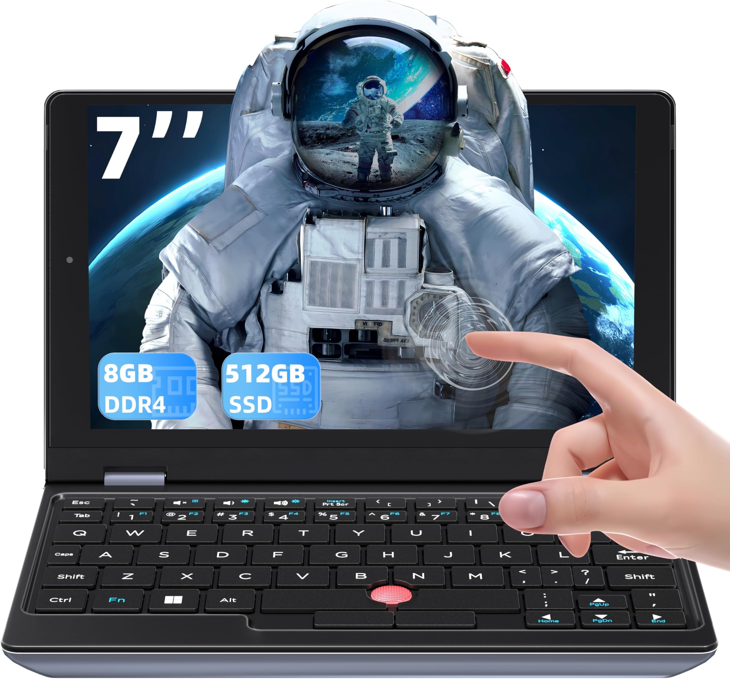 All Metal 7'' HD Touchscreen Ultra-Light Mini Laptop: Alder Lake N95 CPU 8GB RAM,512GB SSD, Win 11 Pro PC, WiFi, USB3.0, Mini HDMI, TF Card - for Business and Students (8G+512GB)