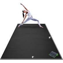Gorilla Mats Extra Large Yoga Mat &ndash; 9'x6', 12'x6', 15'x6' (8mm) Extra Thick Wide Non-Slip Exercise Mat for Home Gym Flooring &ndash; Ultra Comfortable Workout Floor Mat for Barefoot Fitness &amp; Stretching