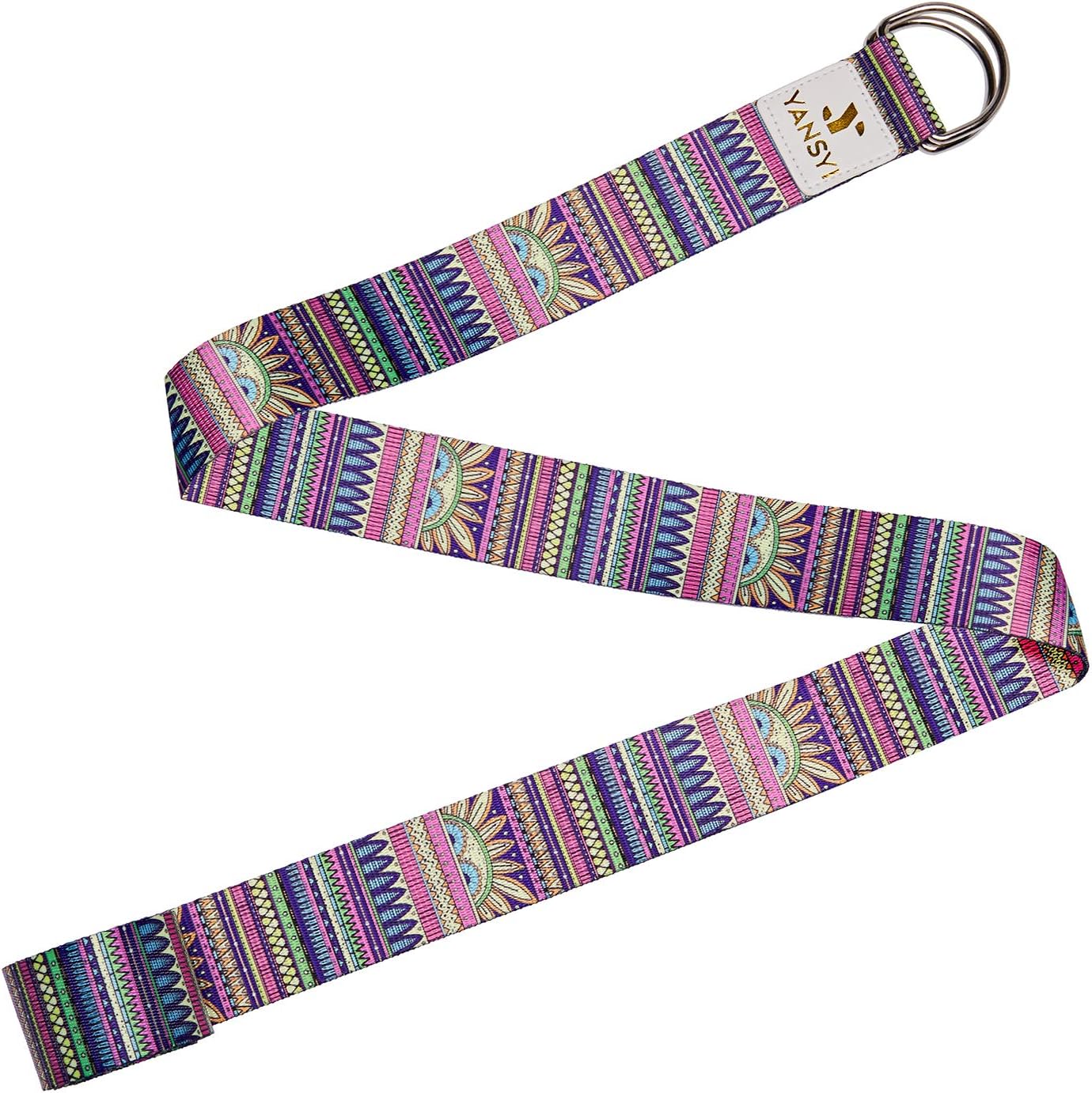 YANSYI Yoga Strap (6ft, 8ft), Eco-Printed Durable Premium Fabric Exercise Straps w/Adjustable D-Ring Buckle for Stretching, General Fitness, Flexibility and Physical Therapy : Sports & Outdoors