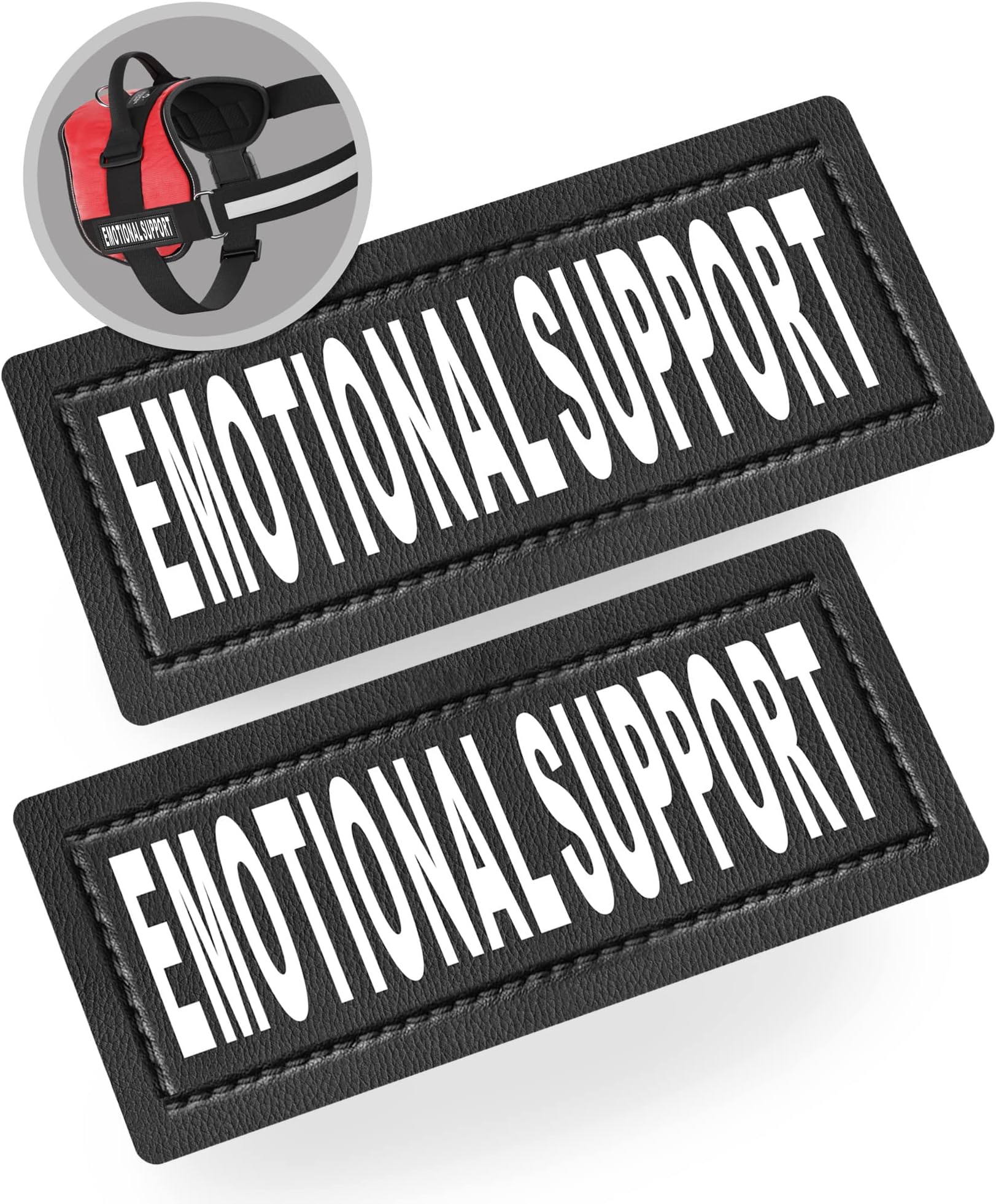 Industrial Puppy Emotional Support Dog Patch Tag with Hook Back - Reflective Lettering on ESA Patch for Vest, Harness, or Collar - Set of Two Emotional Support Dog Patches for ESA Vest