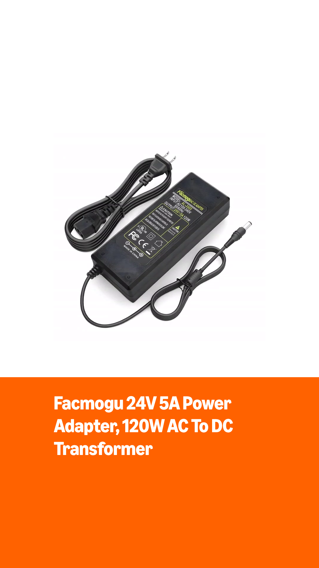 Amazon.com: Facmogu 24V 5A Power Adapter, 120W 110-240V AC to DC