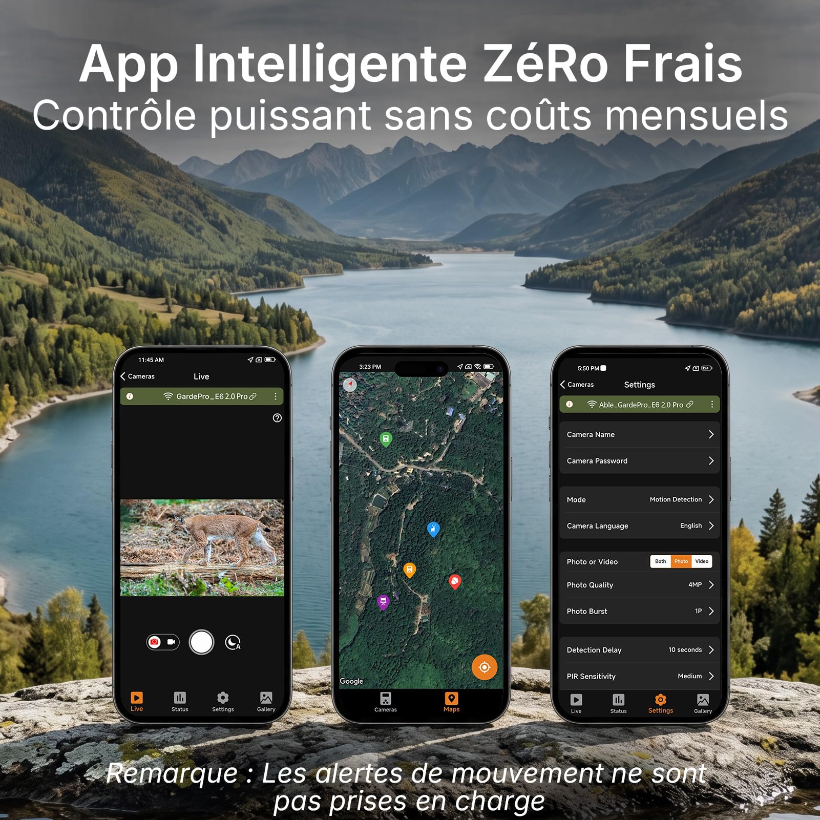 GardePro E6 2.0 Pro 4K Camera de Chasse WiFi, Batterie de 7800 mAh et Carte SD de 64 Go, Portée WiFi de 50 mètres, 64MP Caméra de Chasse Connectée Telephone, Camera Vision Nocturne Animaux Exterieur