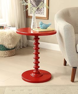 WOOYNEX Nesting Table, Living Room End Table, Bedroom Side Table, Pedestal Modern Coffee Table, Small Space Home Dcor Furniture -Red