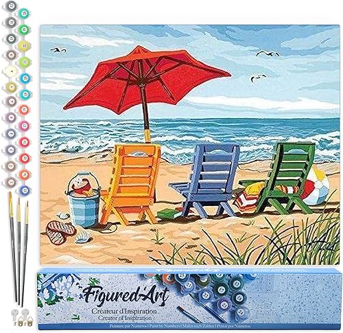 Vista 520 de Figured'Art - Juego de pintura por números, lienzo enrollado sin marco, para manualidades, para adultos, 16 x 20 pulgadas, jarrón de peonías