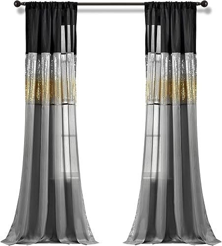 Miniatura 8 de Lush Decor Panel de cortina de ventana de cielo nocturno para sala de estar, dormitorio, comedor (cortina individual), 42 pulgadas de ancho x 84