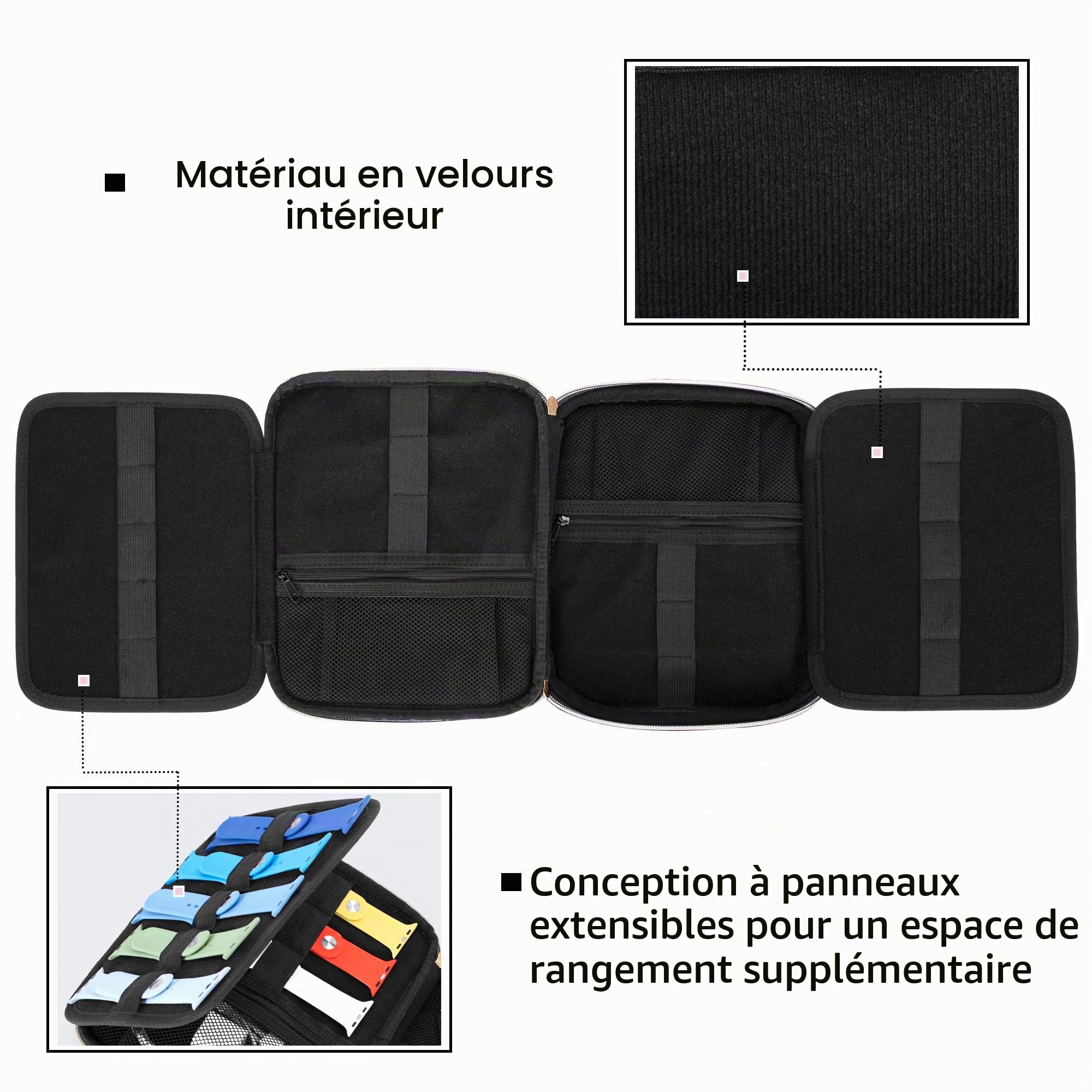Teamoy Étui de Rangement pour 26 Bracelets de Montre | Étui de Voyage et de Rangement pour Bracelets d'Apple Watch (Toutes Séries) ou Bracelets de Montres Connectées