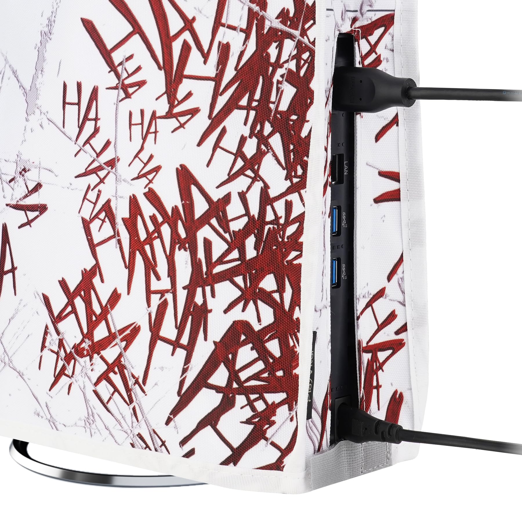 PlayVital Cover Antipolvere per ps5 Slim Disc Edition,Copertura Verticale Custodia Protettiva Nylon Impermeabile per Console Disco Edizione-HAHAHA