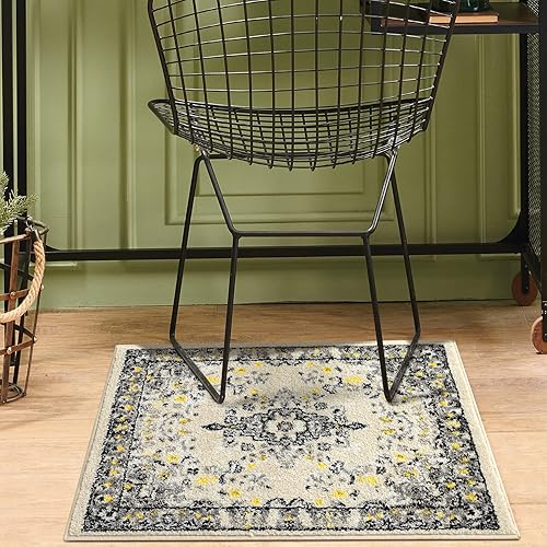 Vista 247 de Antep Rugs - Alfombra oriental de 5 x 7 con medallón tradicional para interior Siesta (beige crema, 5 pies 3 pulgadas x 7 pies)