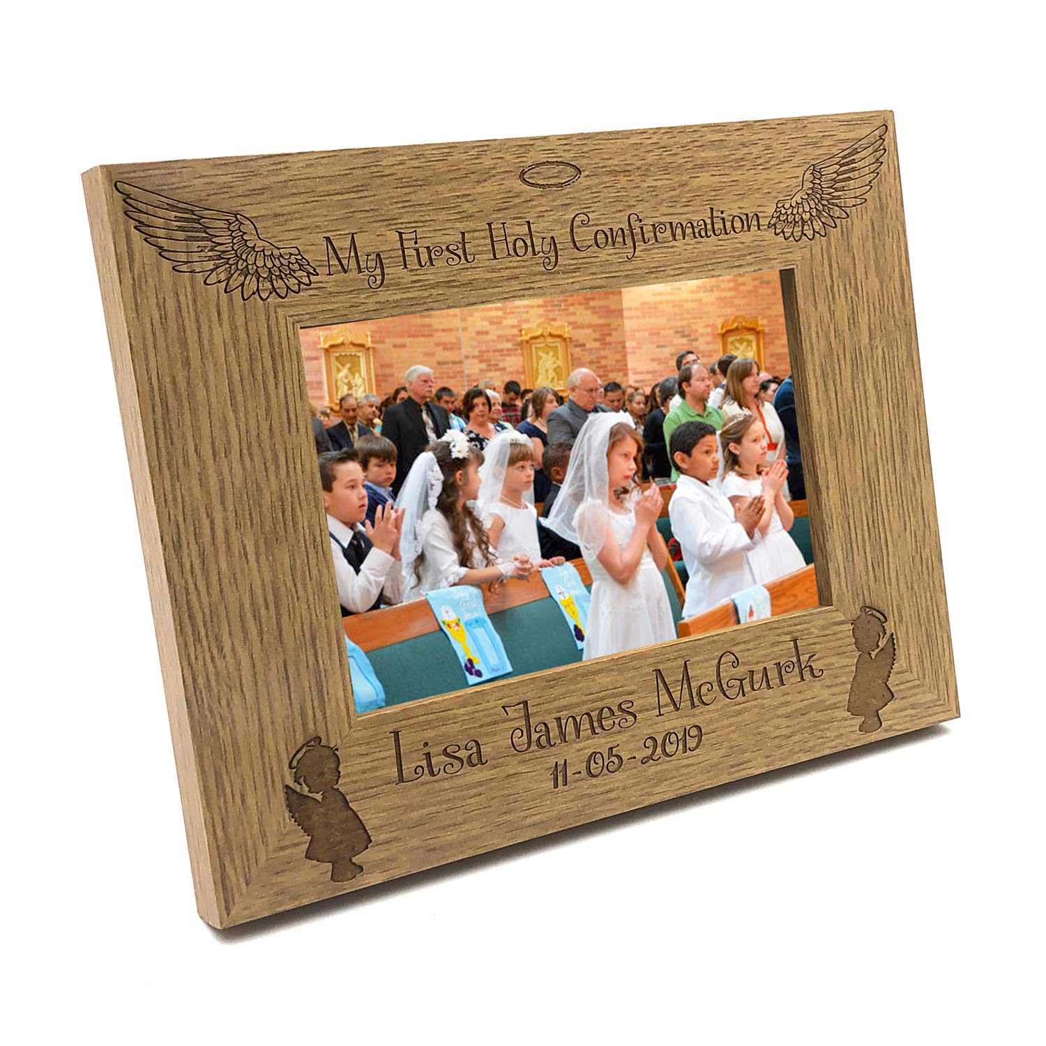 Personalised Girl's First Holy Confirmation Wooden Photo Frame Gift (8 x 10 Inch)