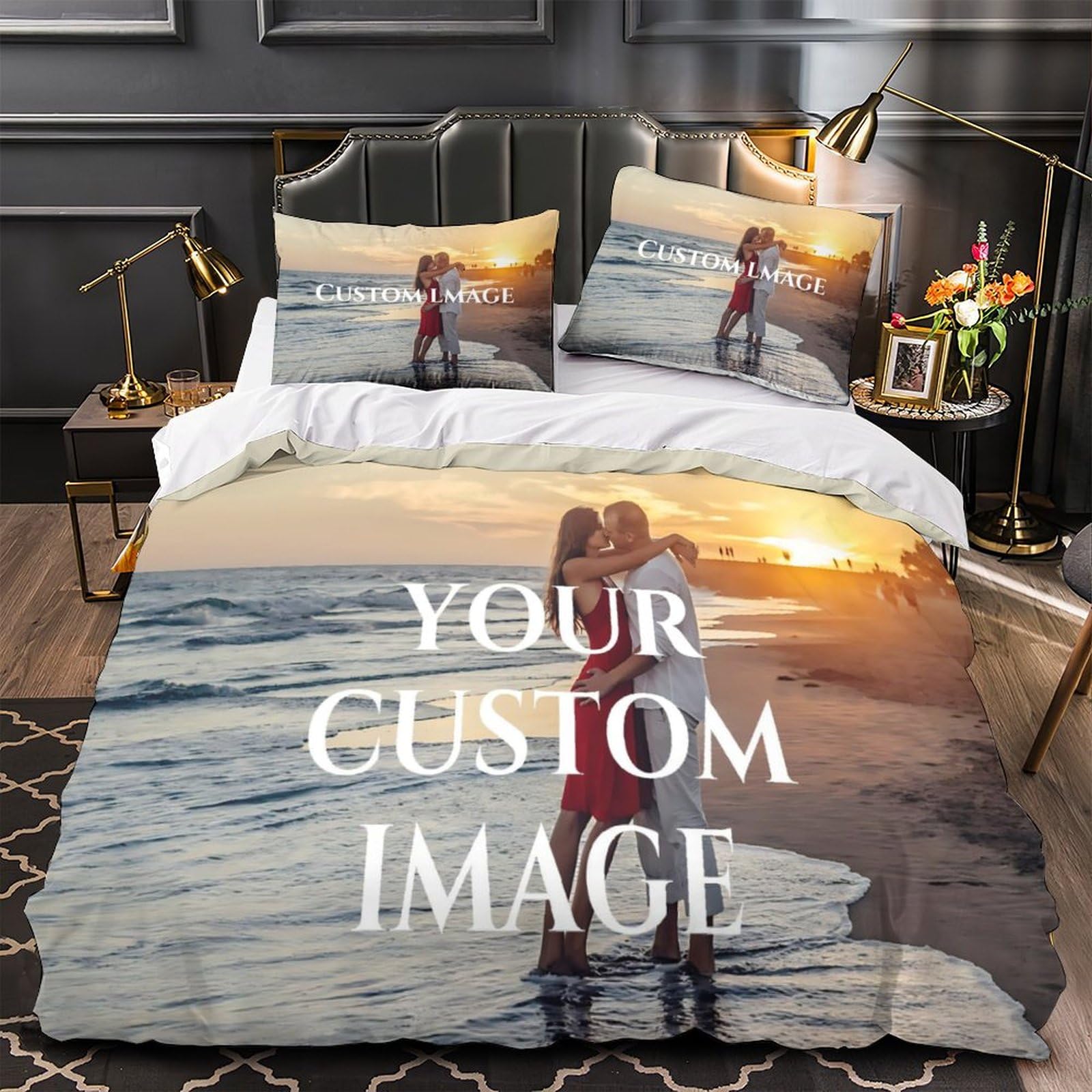 TNFHSOFT Custom Bedding Set Personalised Pattern & Size Duvet Cover & Pillowcase 3D Printed Pattern - Super King（260x220cm） Customized Quilt Cover for Kids Couple Family Birthday Wedding