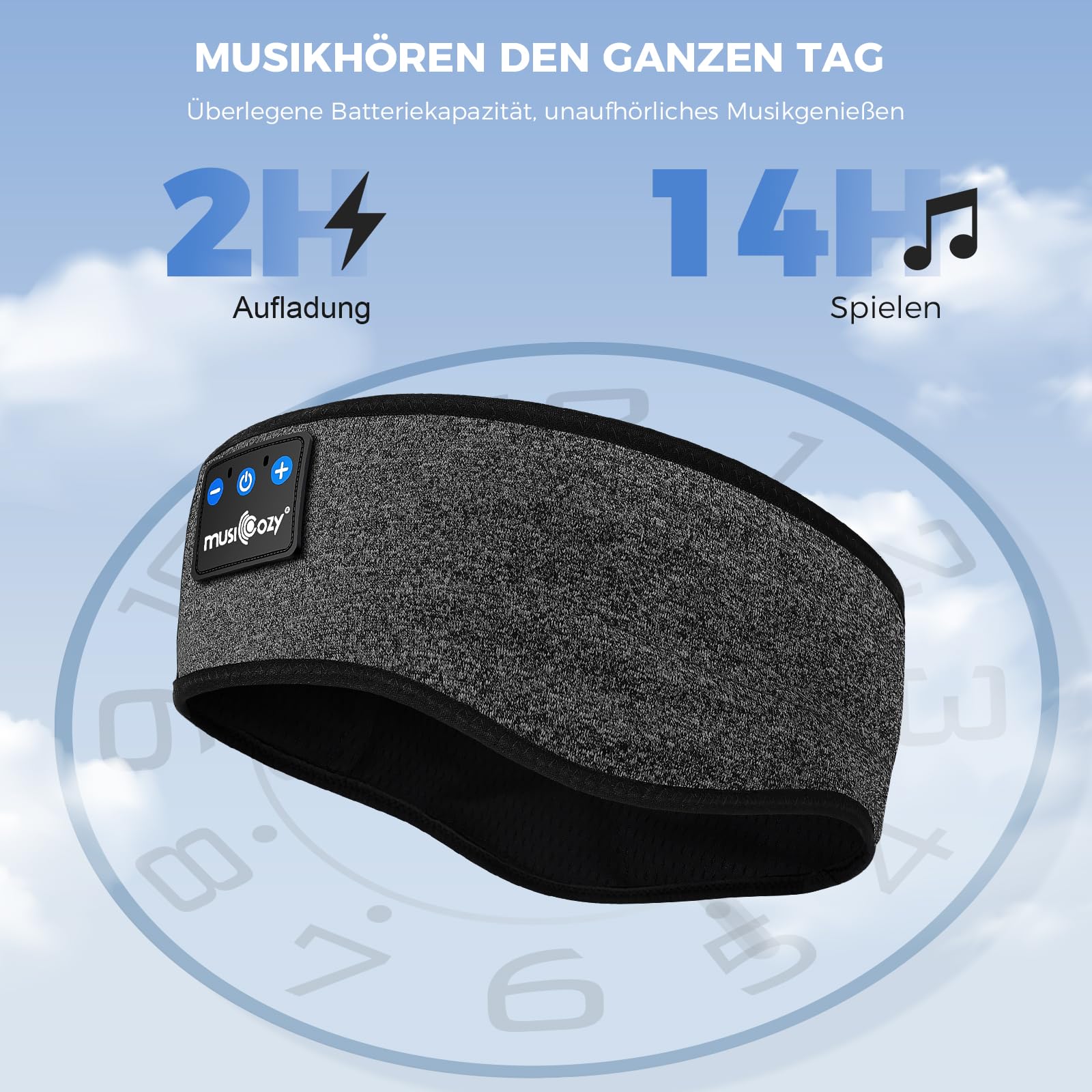 MUSICOZY Auriculares para Dormir, Auriculares Dormir Bluetooth, Diadema Deportiva para Dormir con Altavoces Ultrafinos, Antifaz para Dormir con Auriculares Bluetooth, para Viajes, Relajación