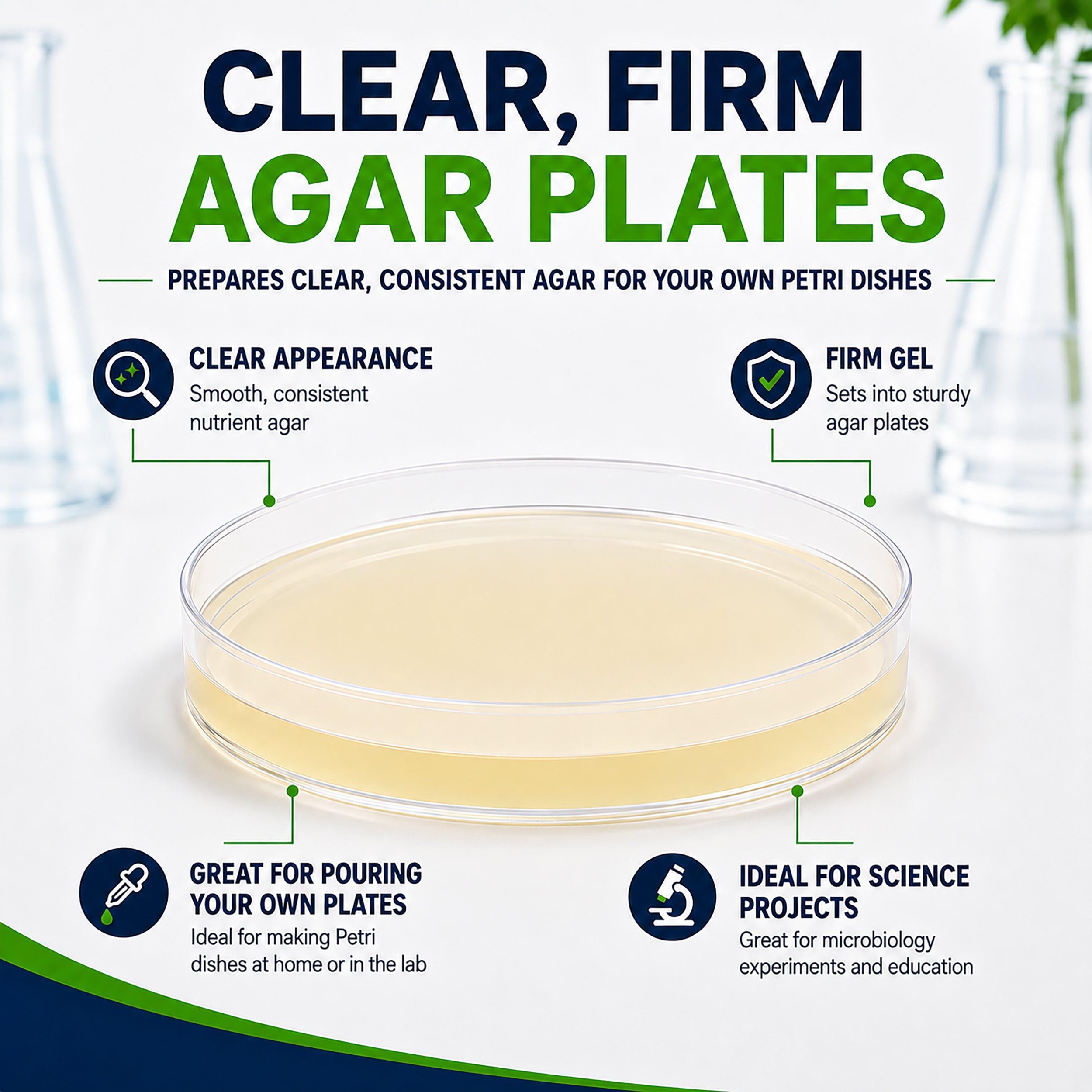 Evviva Sciences Nährstoffpulver 100 g – für über 150 bis 200 Agar Petrischalen – einfach zu bedienen – tolle wissenschaftliche Projekte – mit Experiment-Ebook