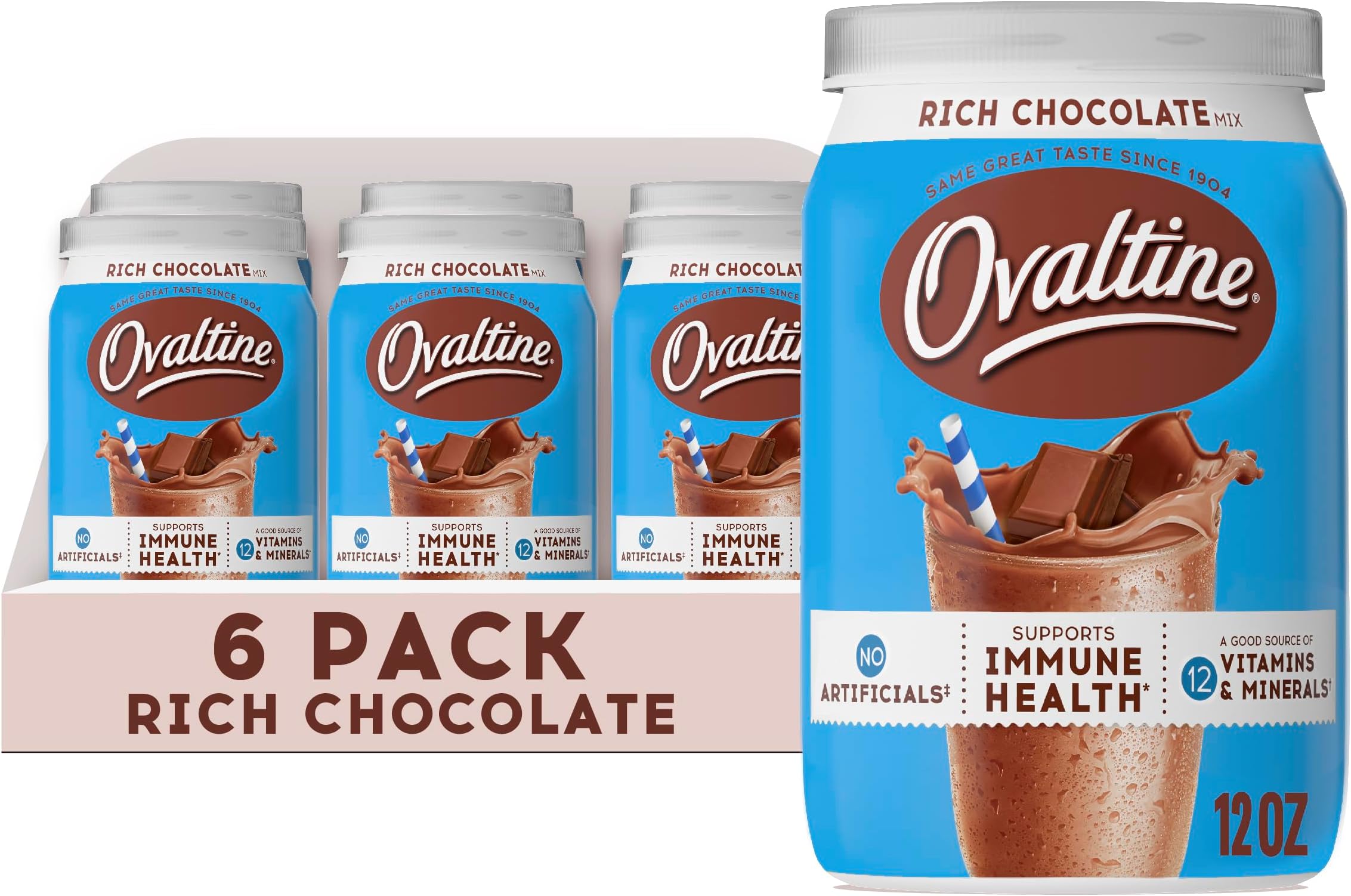 Ovaltine Rich Chocolate, 12-Ounce Tubs (Pack of 6)