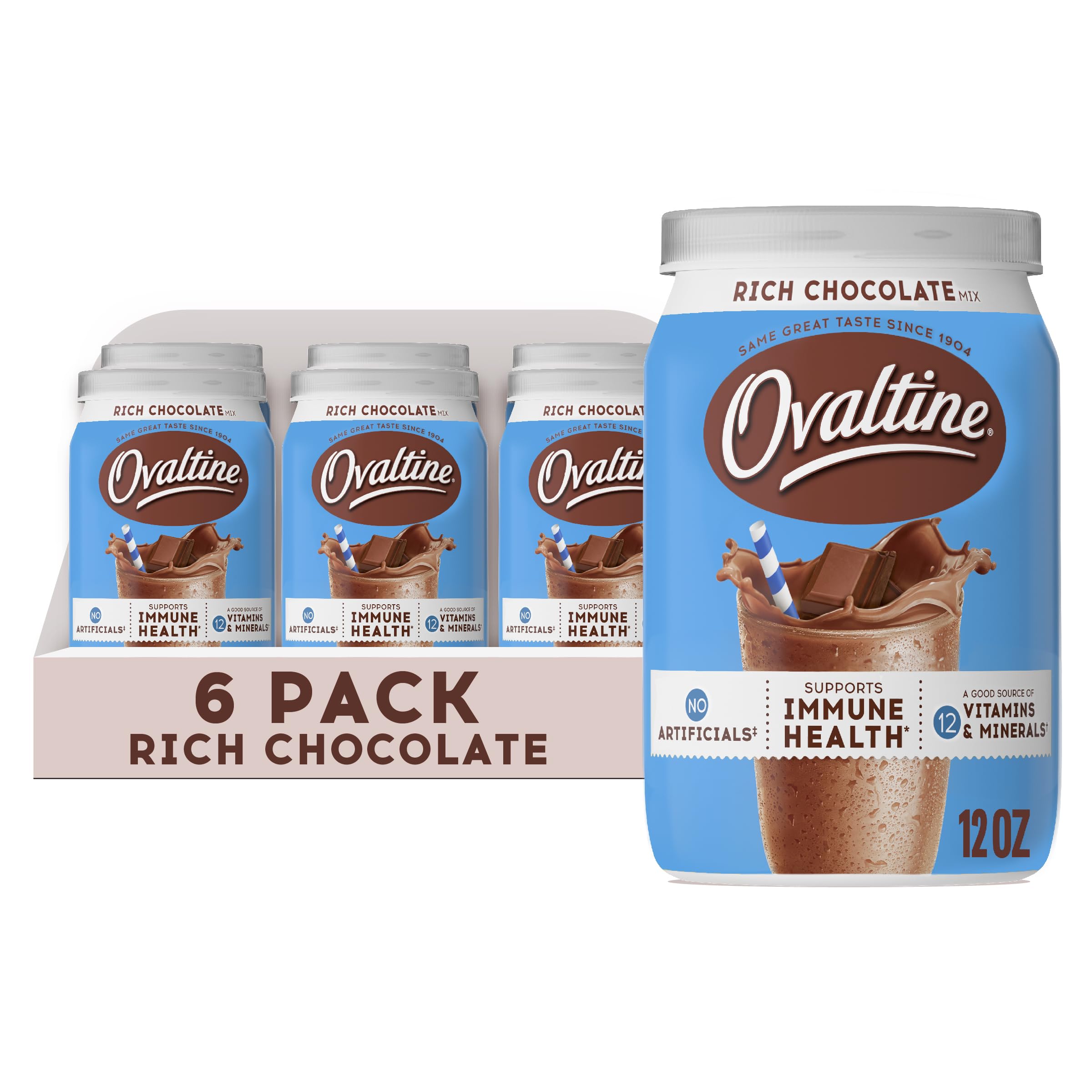 Nestle Ovaltine Rich Chocolate, 12-Ounce Tubs (Pack of 6) by Ovaltine