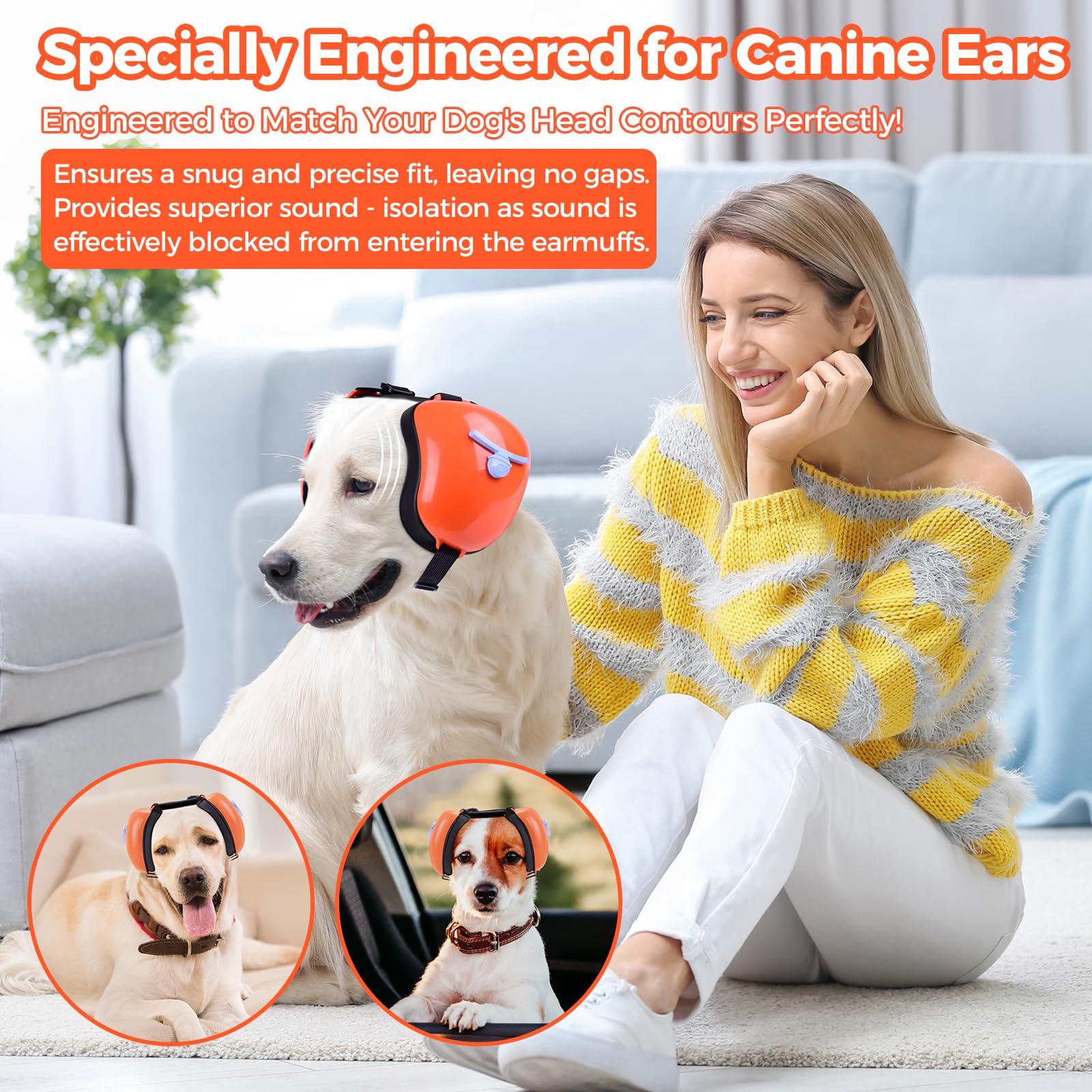 Orejeras para perro para protección contra el ruido, auriculares de perro NRR de 30 dB, protección auditiva con cancelación de ruido contra truenos, fuegos artificiales y aspiradoras, diseño