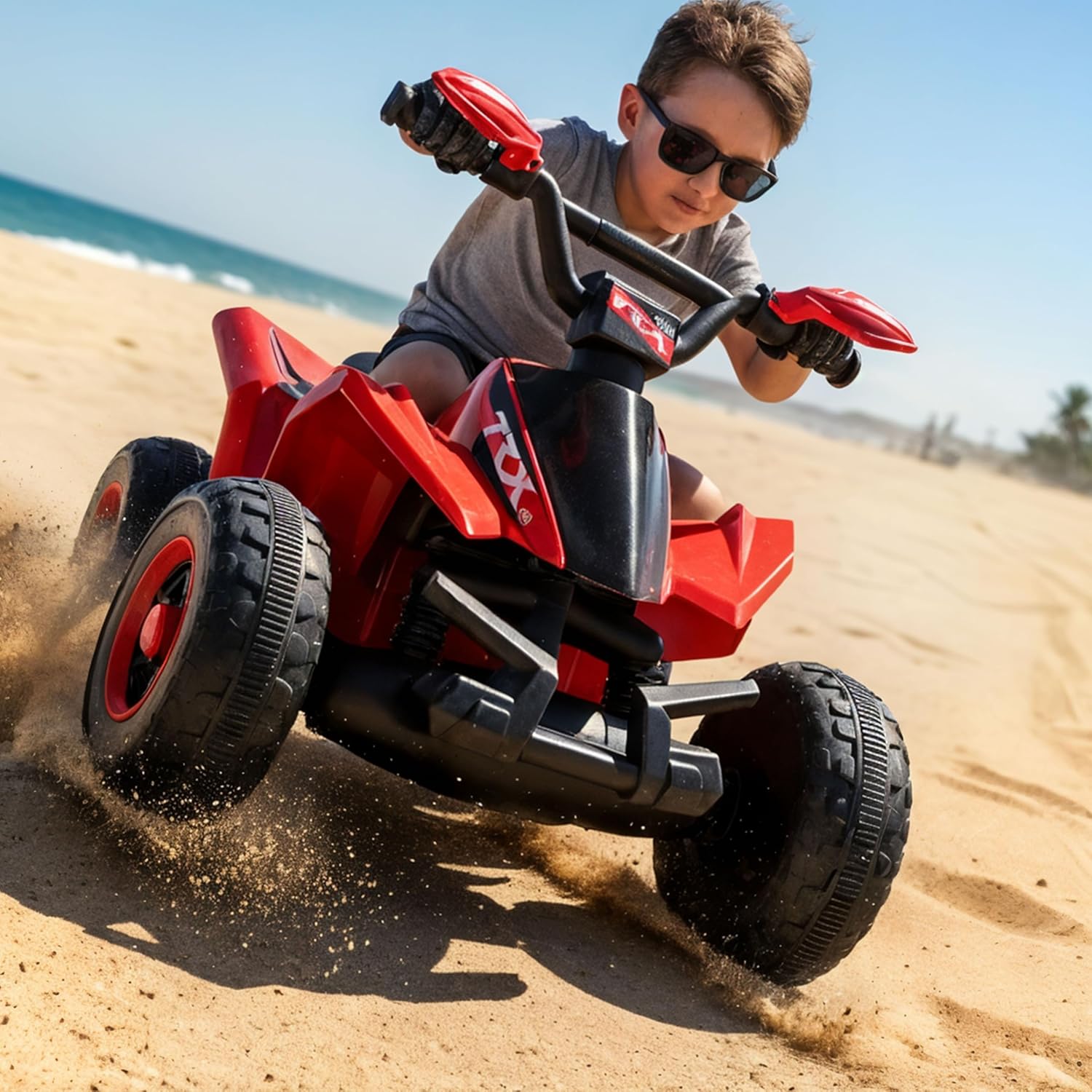 6V Kids Ride On ATV Quad for Boys & Girls, Battery Powered 4-Wheeler with Forward/Reverse, LED Lights, Built-in Music, Wide Seat, Plastic Wheels, Off-Road Style Electric Ride On Toy for Kids Ages 2–6
