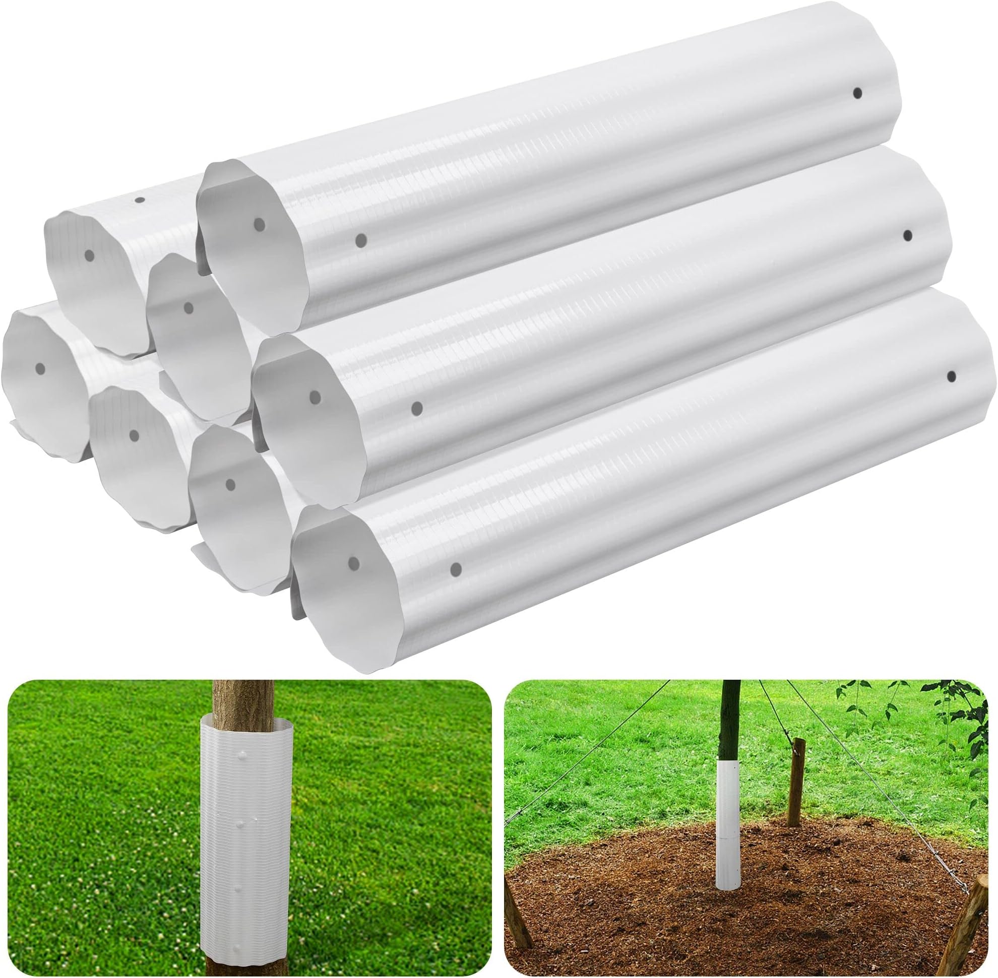 8pcs Expandable Tree Guards,Flexible Tree Bark Protector,Tree Trunk Protector Tubes Wraps to Protect Saplings Plants from Weed whackers, Trimmers, and Animals (8)