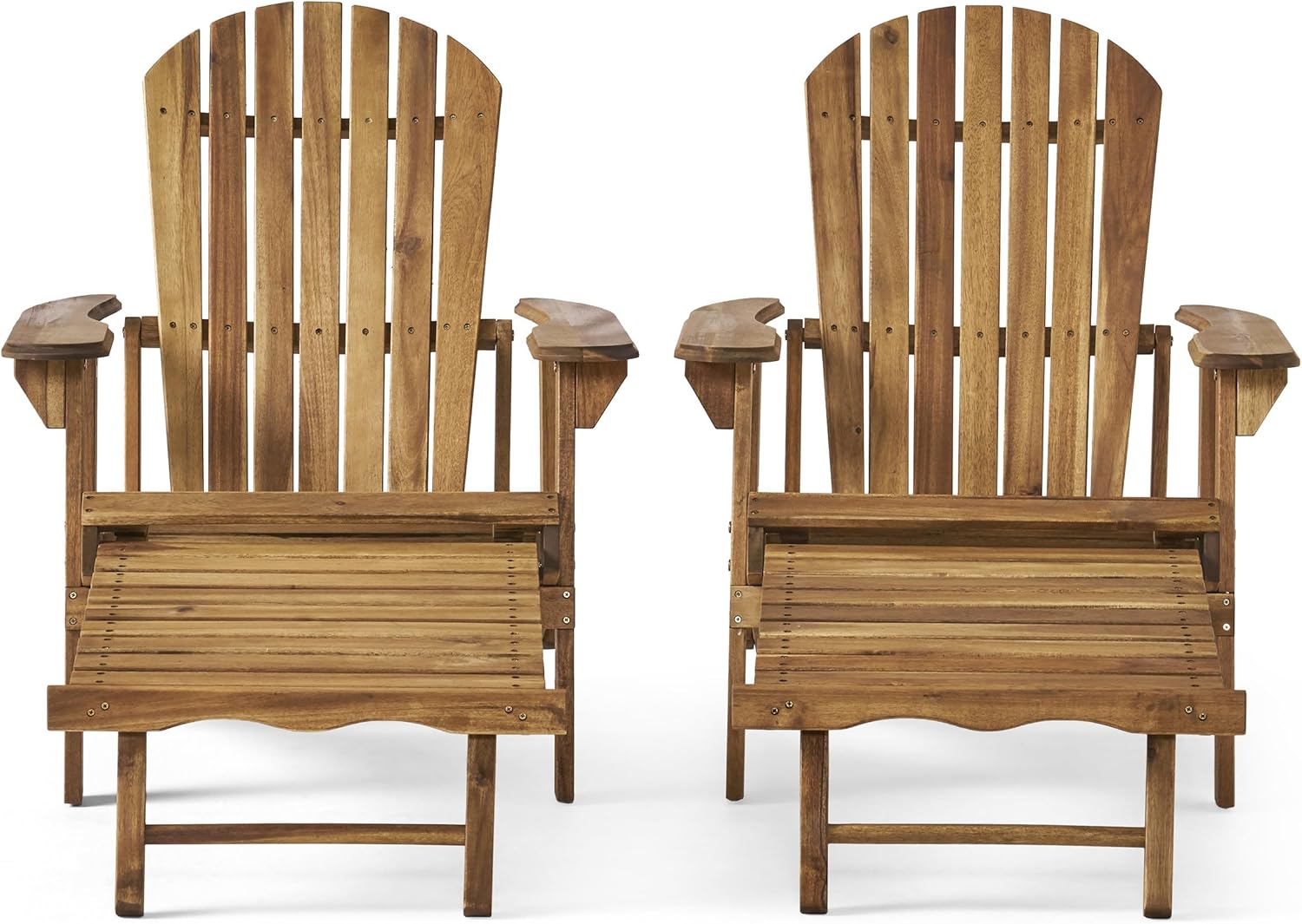 Christopher Knight Home Hayle Outdoor Acacia Wood Reclining Adirondack Chair with Footrest (Set of 2)