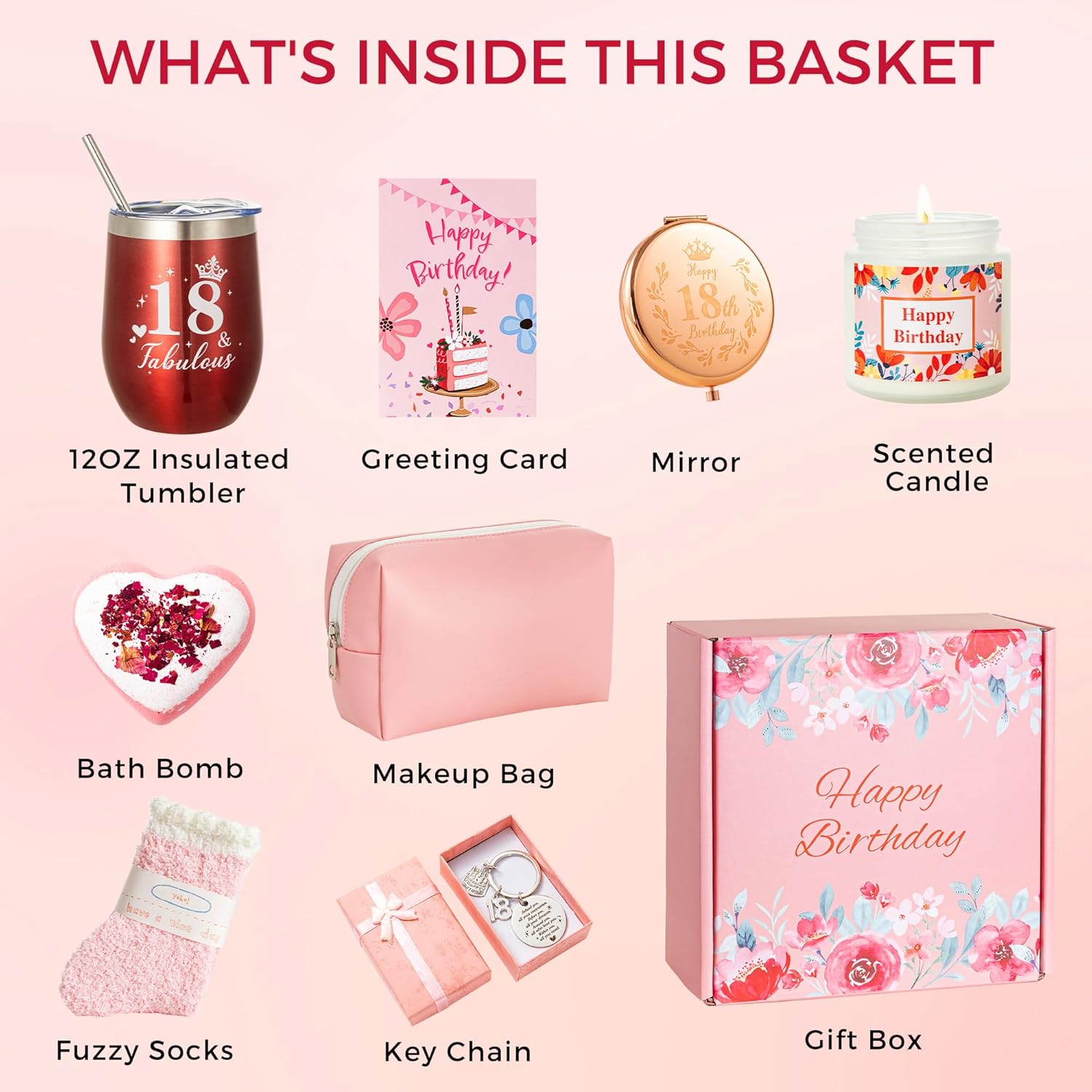 18th Birthday Gifts for Girls,Turning 18 Year Old Unique Happy Birthday Gift Baskets for Her,Relaxation Spa Bath Tumbler Gift Set, Funny 18 Gifts Ideas Box for Best Friends Mom Wife Sister Coworker - Image 4