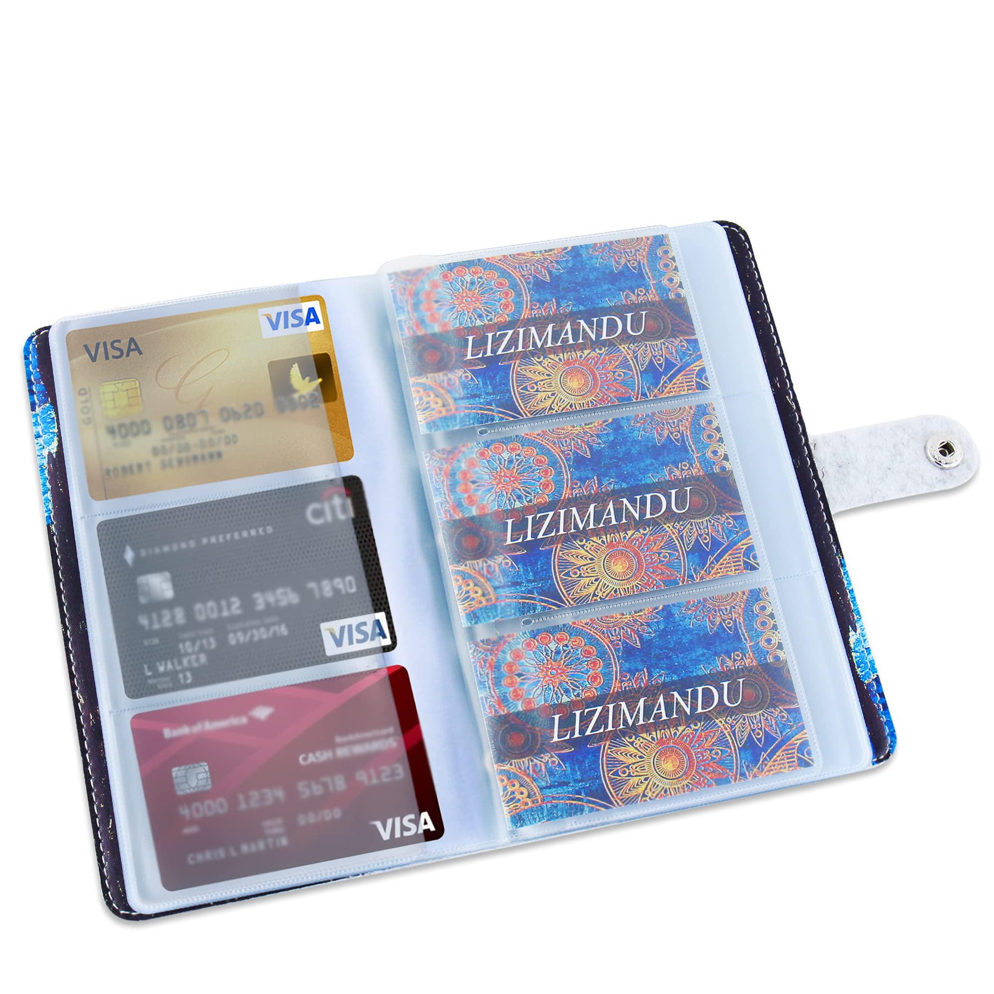 lizimandu Tarjetero para tarjetas de visita, funda para tarjetas de visita de piel sintética, organizador para tarjetas de identificación, para hombres y mujeres, capacidad para hasta 96 tarjetas, 1