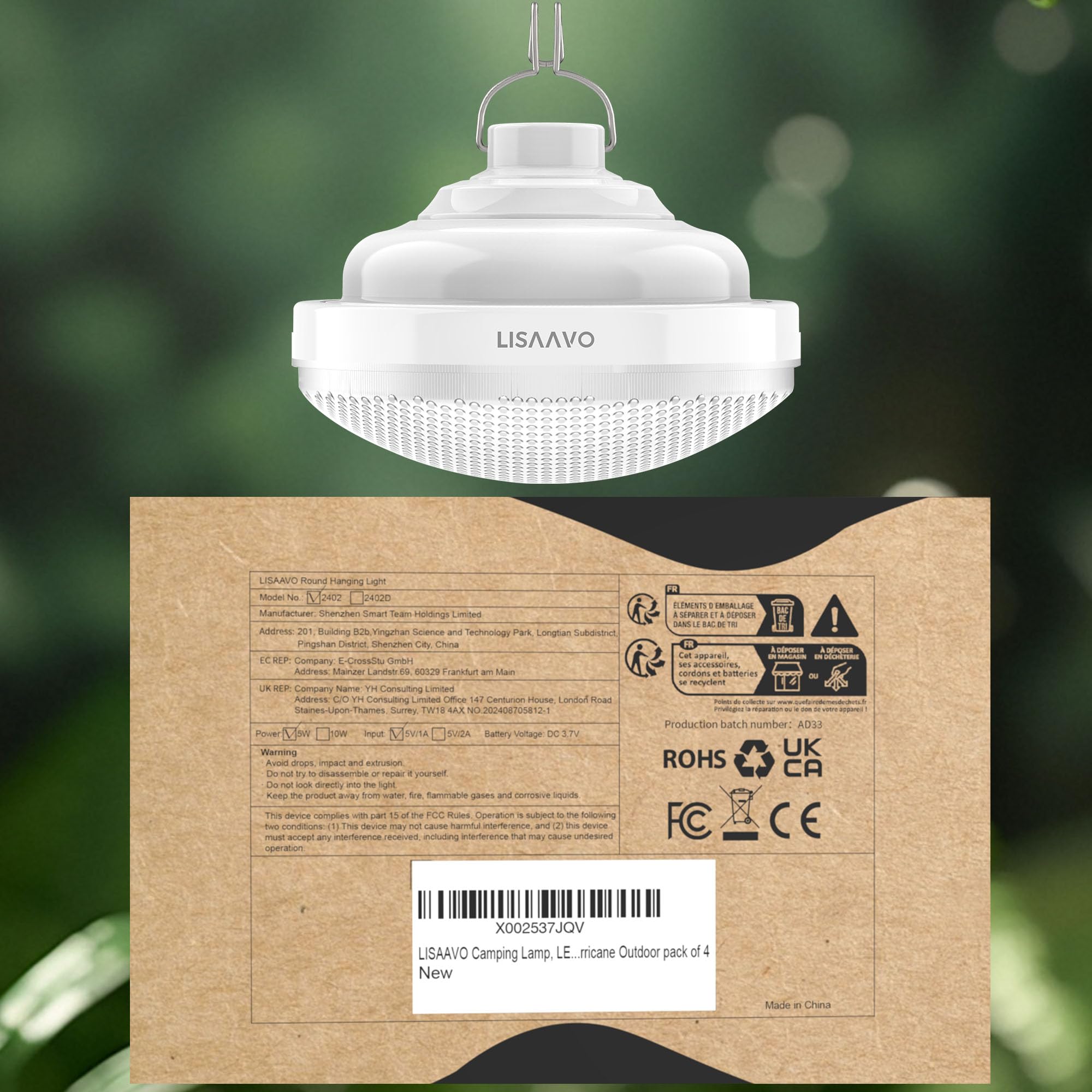 Lot de 4 lampes de camping portables extra lumineuses USB rechargeables 4800 mAh pour la maison