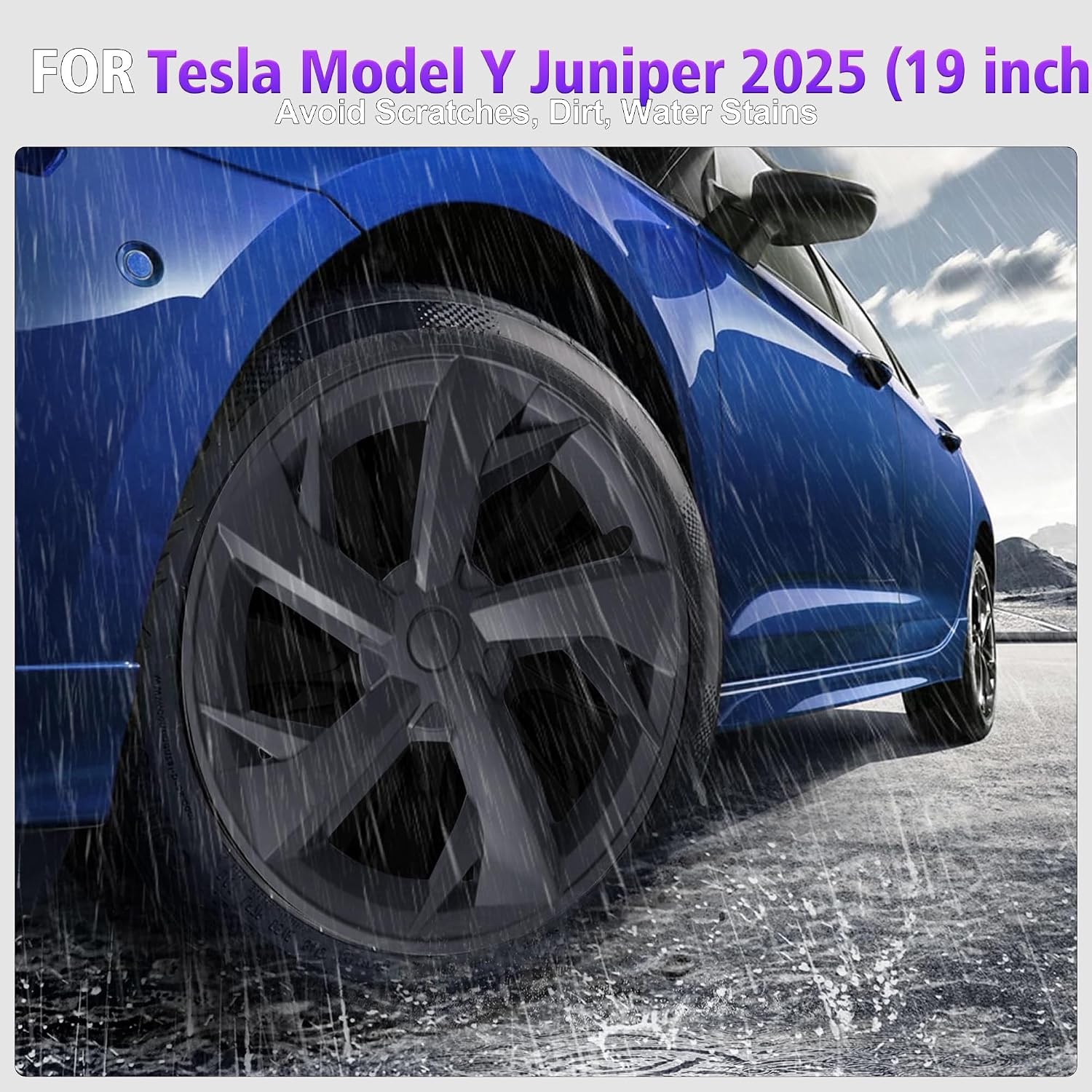 19 Inches Wheel Covers for 2025 2026 Tesla Model Y Juniper, Hub Protection Accessory, Replacement for Tesla Model Y 2025 Rim Protector, ABS Hubcaps 1-Piece, Mechanical Style Black