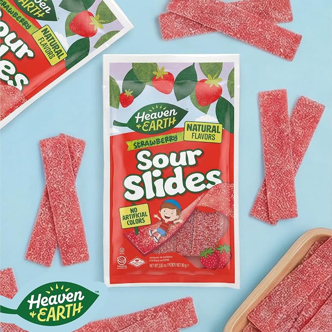 Heaven & Earth Strawberry Sour Slides Candy 2.8 oz 6 Pack miniatura 3