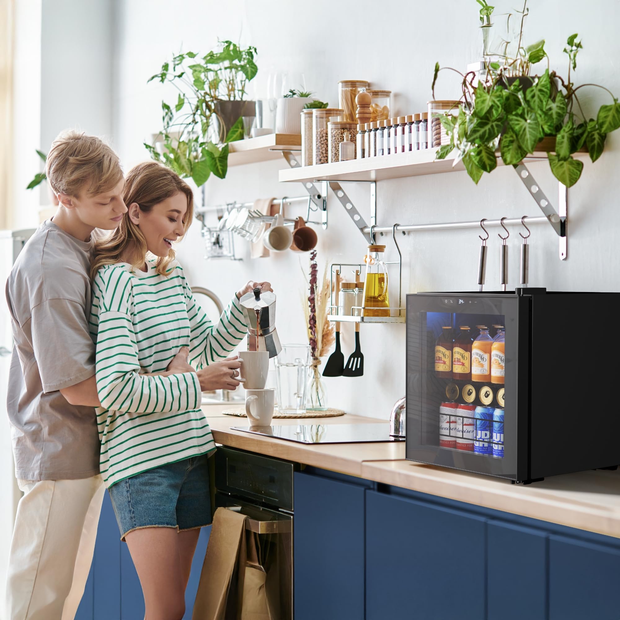 Yeego Beverage Refrigerator Cooler, 85 Cans Drink Mini Fridge with Glass Door for Soda Beer or Wine, Beverage Cooler with 34°F-54°F Digital Temperature Control for Home, Office, Bar