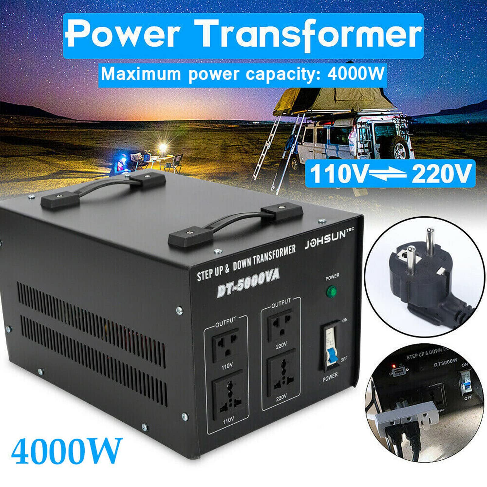 Przetwornica napięcia transformator konwerter 4000 W konwerter Step Up/Down 110 V na 220 V / 220 na 110 V