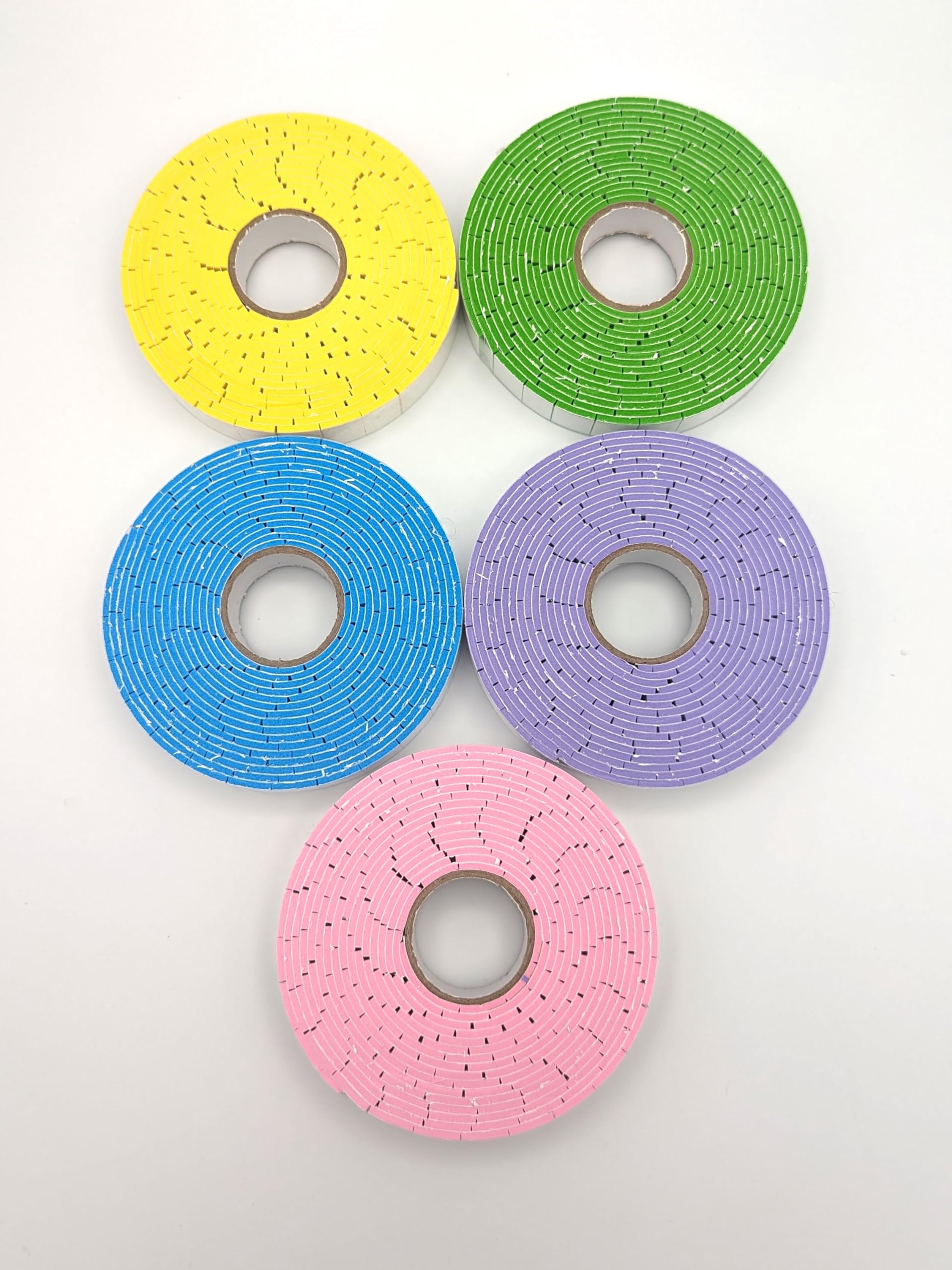 Jessi Crafter, Eva Foam pre Cut Tape Rolls, Double Side Adhesive (Light Blue Green and Purple, Yellow and Pink)