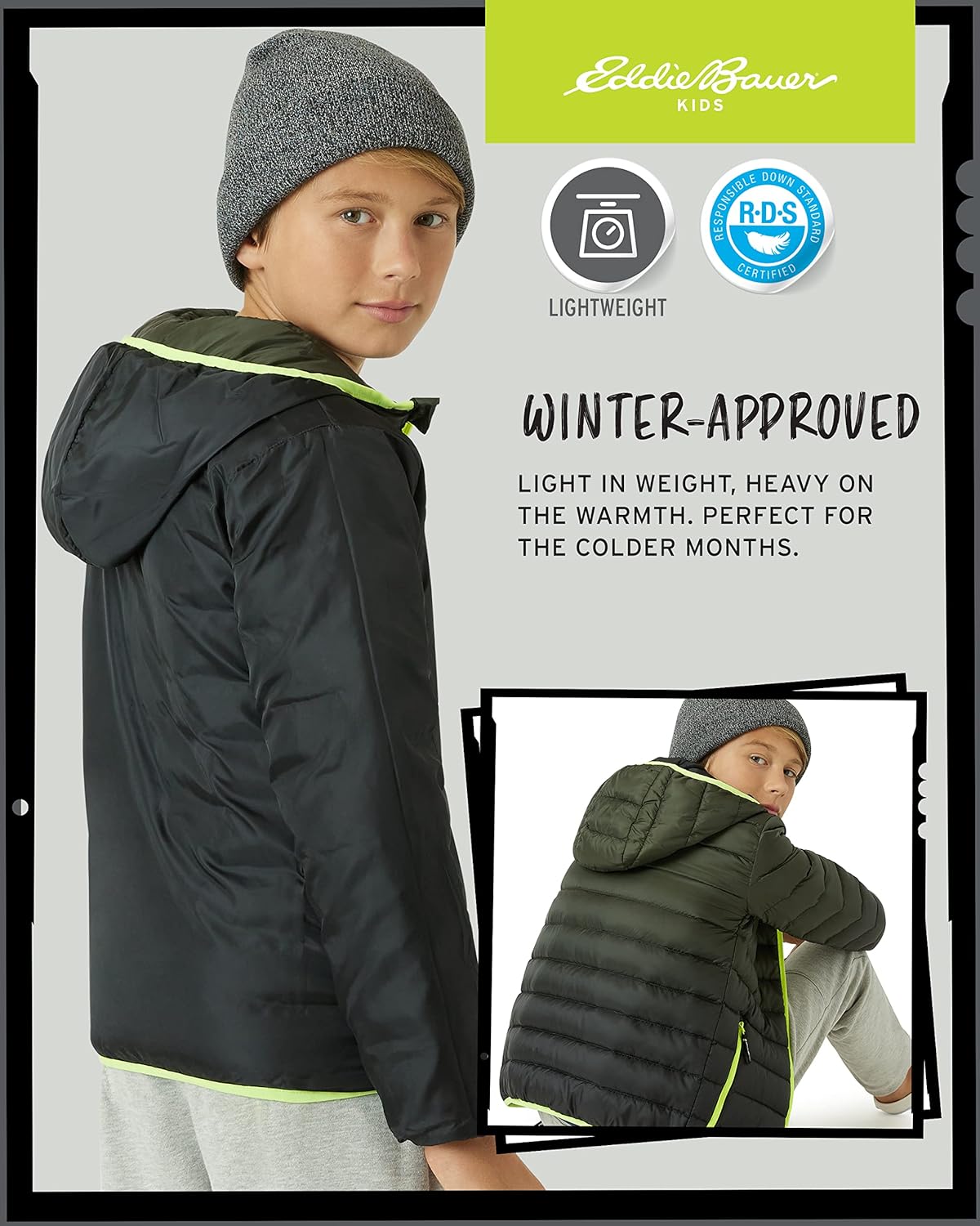 Eddie Bauer Kids' Reversible Jacket - Weather Resistant Quilted Down Coat for Boys and Girls (3-20) - Image 6