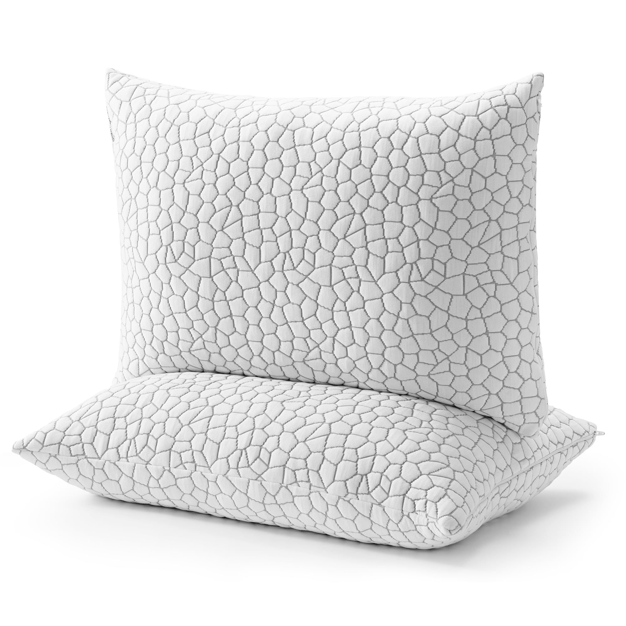 Bed Pillows Set of 2 Shredded Memory Foam Pillows, Soft-Firm Adjustable Pillows for Sleeping, 100% Viscose from Bamboo Pillow Cover for Back, Stomach and Side (Queen Size: 20 * 28in)