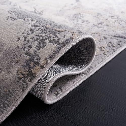 Miniatura 6 de Safavieh Eternal Collection ETL218A - Alfombra redonda de 6 pies y 7 pulgadas, color marfilgris, moderna, contemporánea, abstracta, no desprende