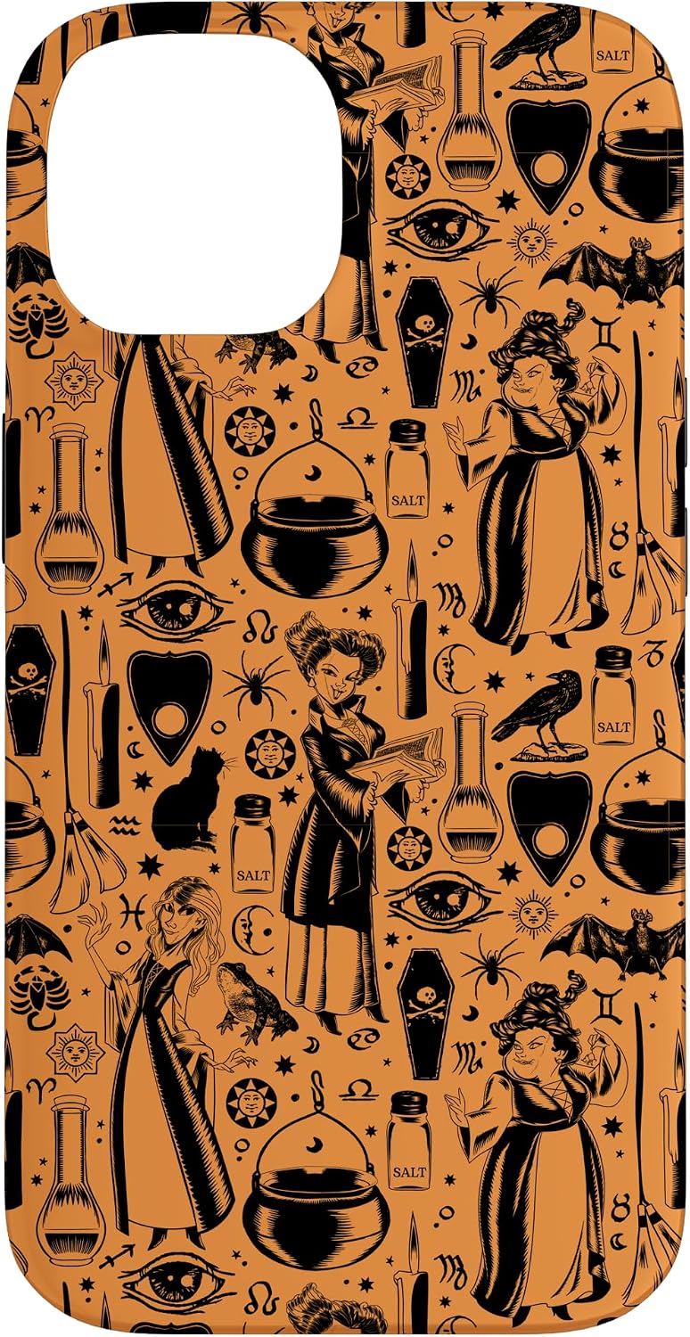 Disney Hocus Pocus Sanderson Sister Print Orange Case for iPhone 16 Pro Max