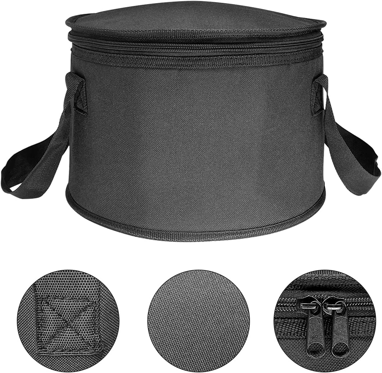 Yalin 2 Pack 12.5X7.8 Inch Round Lunch Bags, Insulated Thermal Pastry and Pie Carrier, Reusable Cake Cooler and Casserole Carrier Bags for Potluck, Picnics Food Delivery (Black Color)