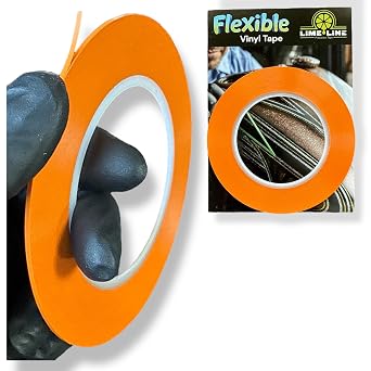 LiME LiNE Flexible Vinyl Fine Line Masking Tape for Automotive Custom Paint, No Residue Fineline Orange 1/4",1/8", 1/16" 1/16"