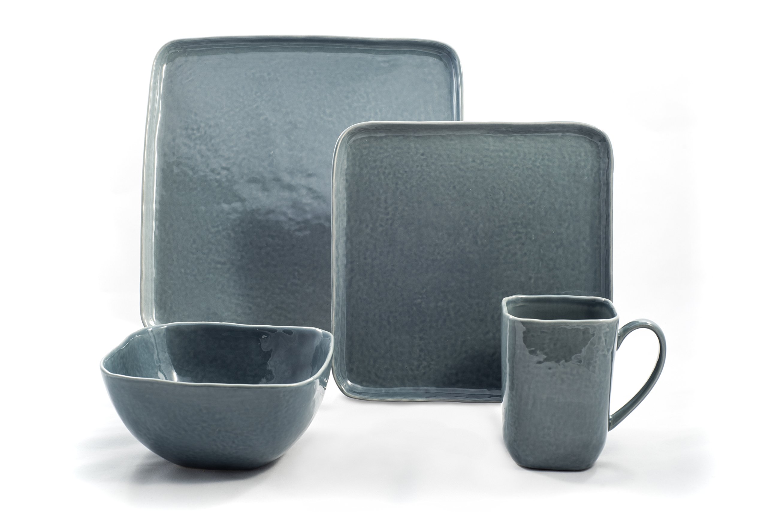 Tablescapes BT22222-16PC 16 Piece Bari Dinnerware Set, Dusty Blueberry