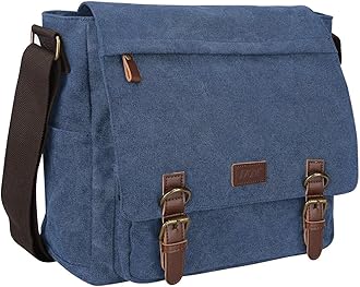 Large Men Crossbody Messenger Shoulder Bag Fit for 15.6 Inch Laptop Canvas Briefcase Satchel
