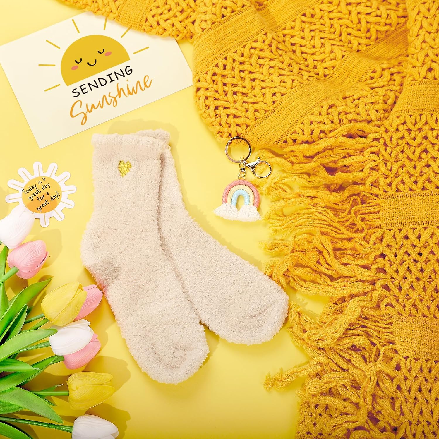 Sending Sunshine Care Package for Women, Birthday Gifts for Woman, Self Care Gift Baskets, Sunflower Gifts for Women, Get Well Soon Encouragement Gift for Her Sister Best Friend (Yellow) image 3