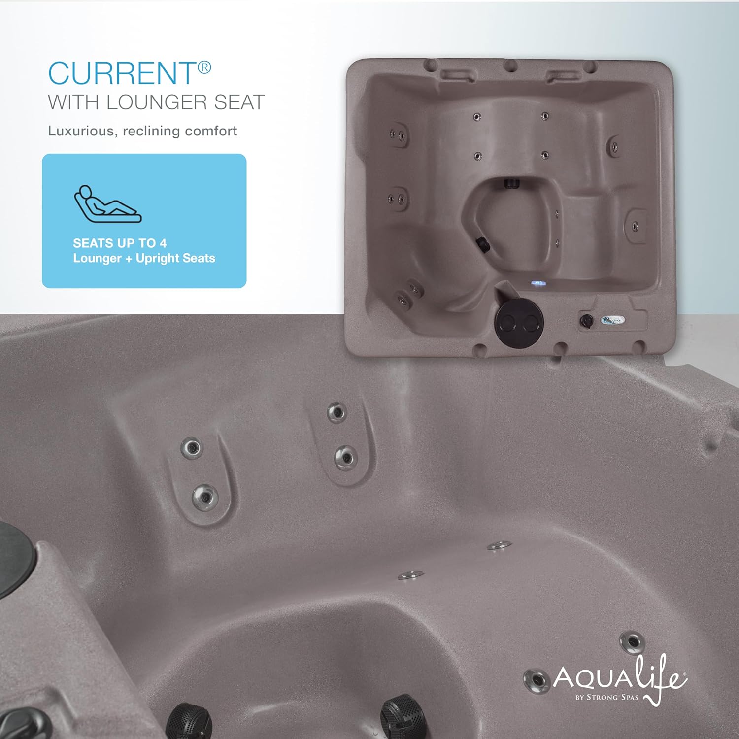 Aqualife Current Outdoor Hot Tub, Free Extras, Fits 4-Adults, Plug and Play Spa, Free Cover Included