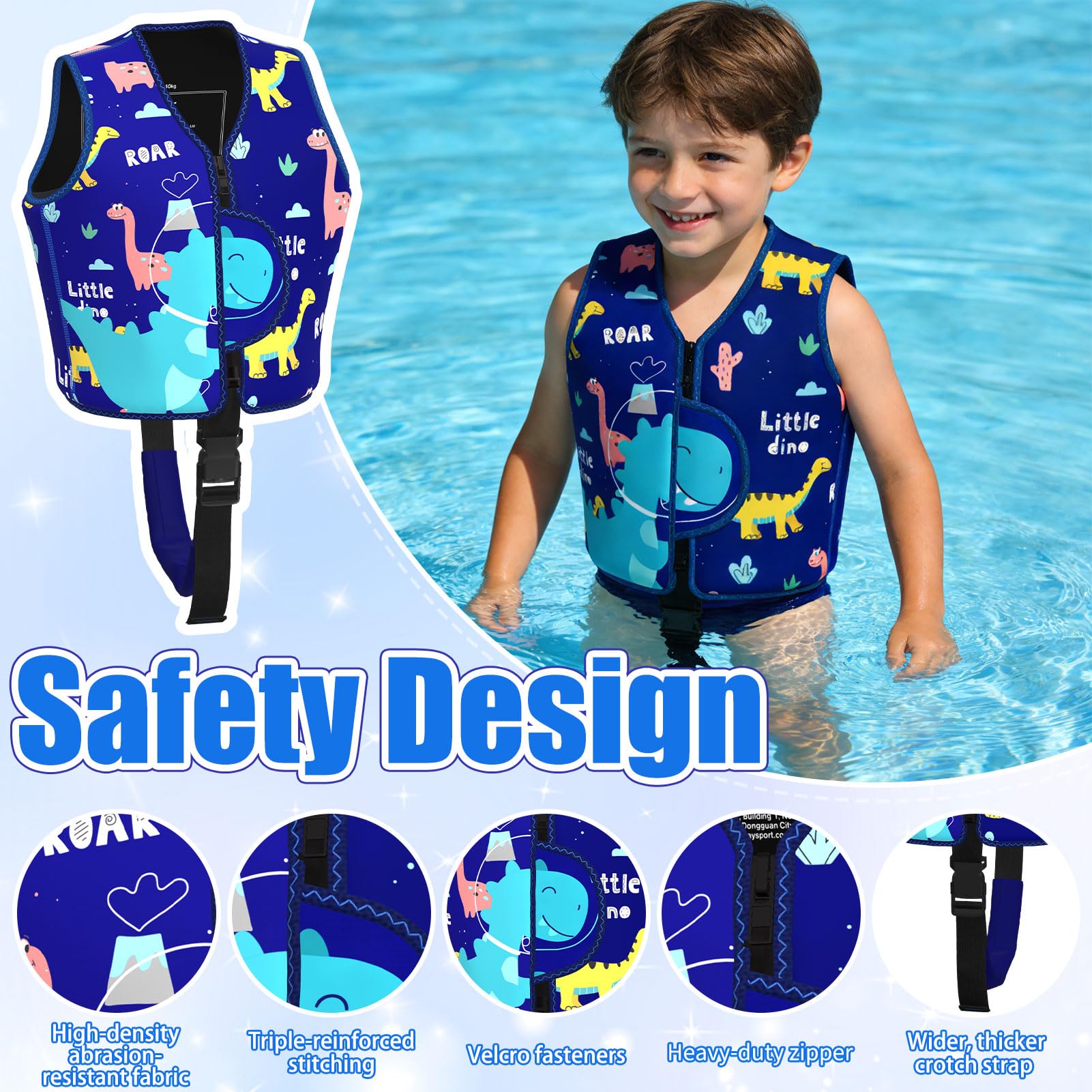 TÜV-Zertifizierte Schwimmweste Kinder 2-6 Jahre, Schwimmhilfe für Kinder, Strapazierfähig und Bequem, Verstellbarer Sicherheitsgurt, Geeignet für Schwimmbäder/Familienurlaube