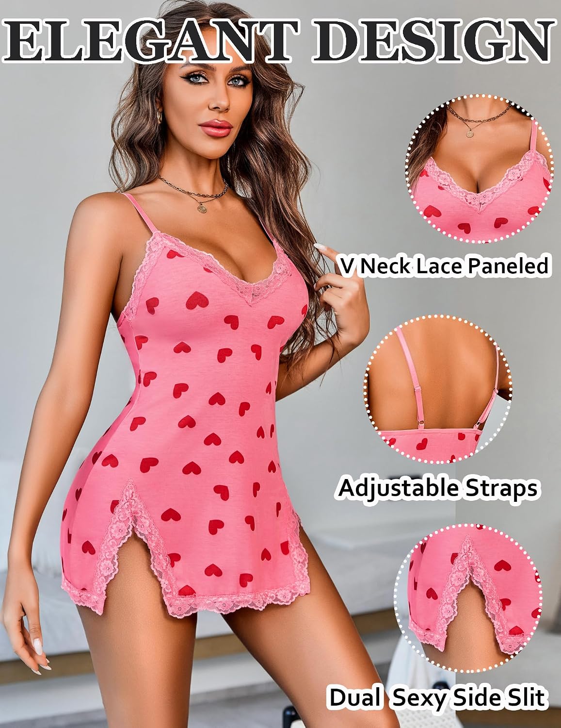 Avidlove Womens Lingerie Sexy Night Gowns for Woman Soft Cotton Nightgowns Lace Trim Sleep Dress Babydoll Chemise Nighty