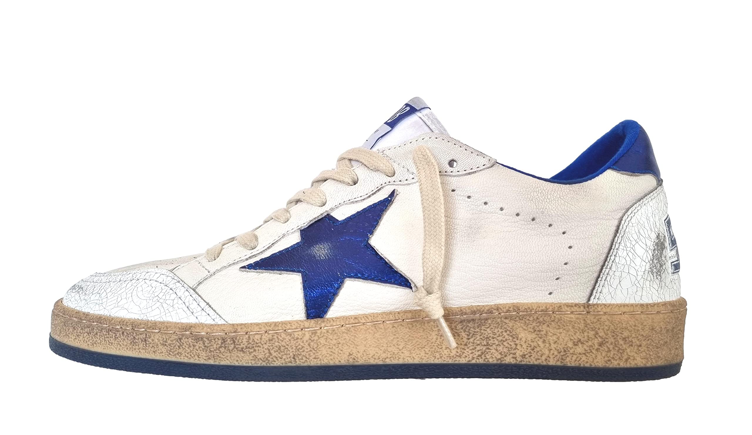 Golden Goose Men's Ball Star Trainers White - Bluette, gold