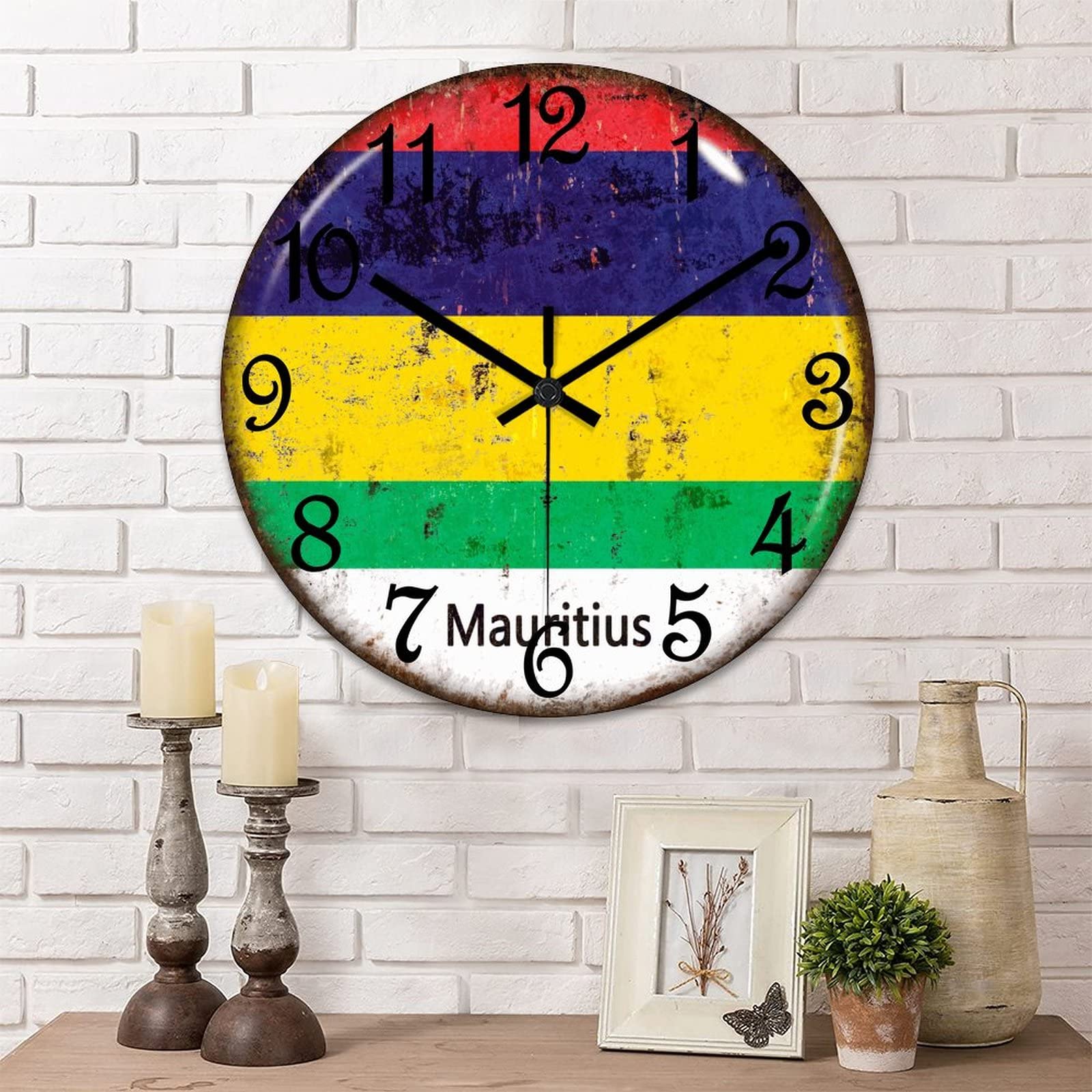 Horloge murale île Maurice en bois de 38,1 cm au design soigné