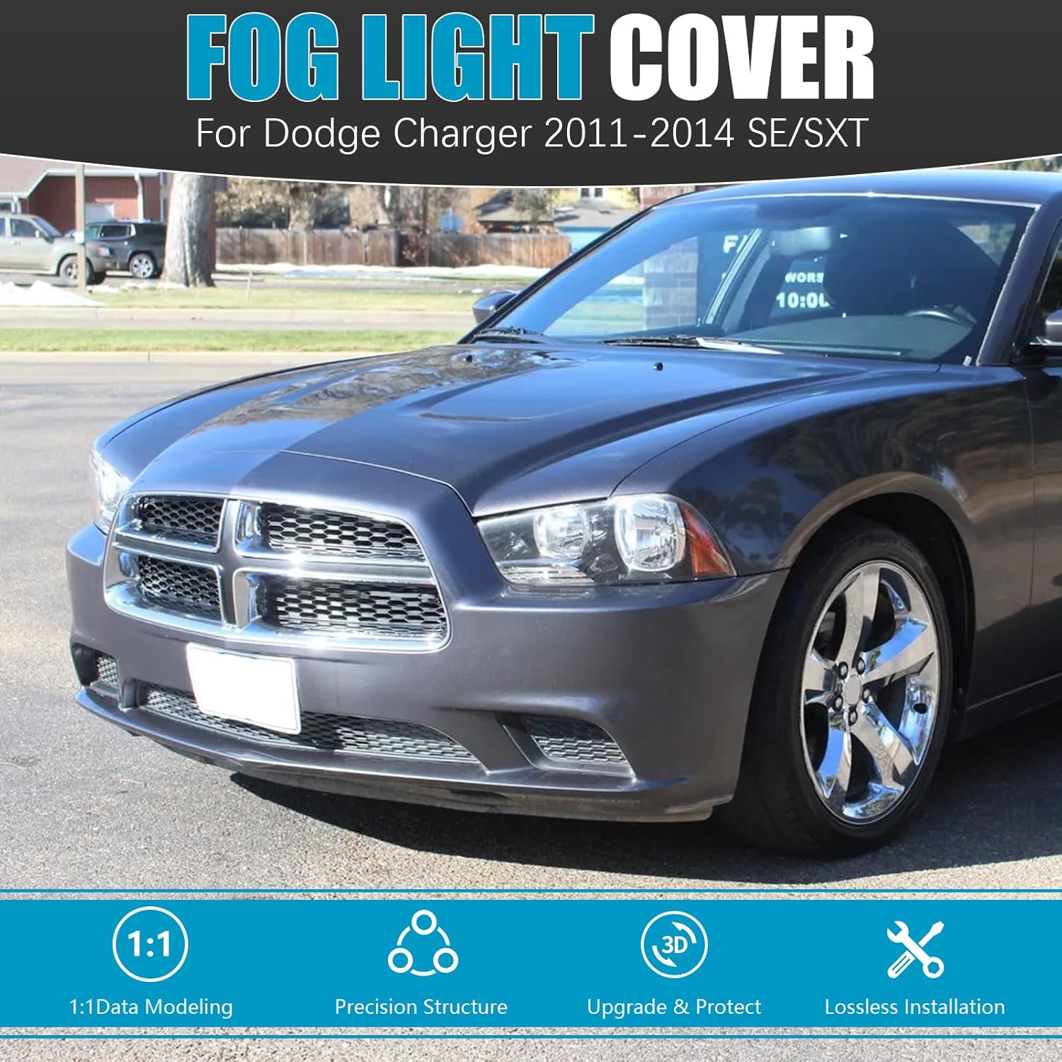 Fog Light Cover for Dodge Charger 2011-2014 SE/SXT Accessories, Fog Light Bezel Garnish Covers Fog Lamp Covers Driver and Passenger Side Pair/Set for CH1038131 CH1039131 68092571AA 68092570AA