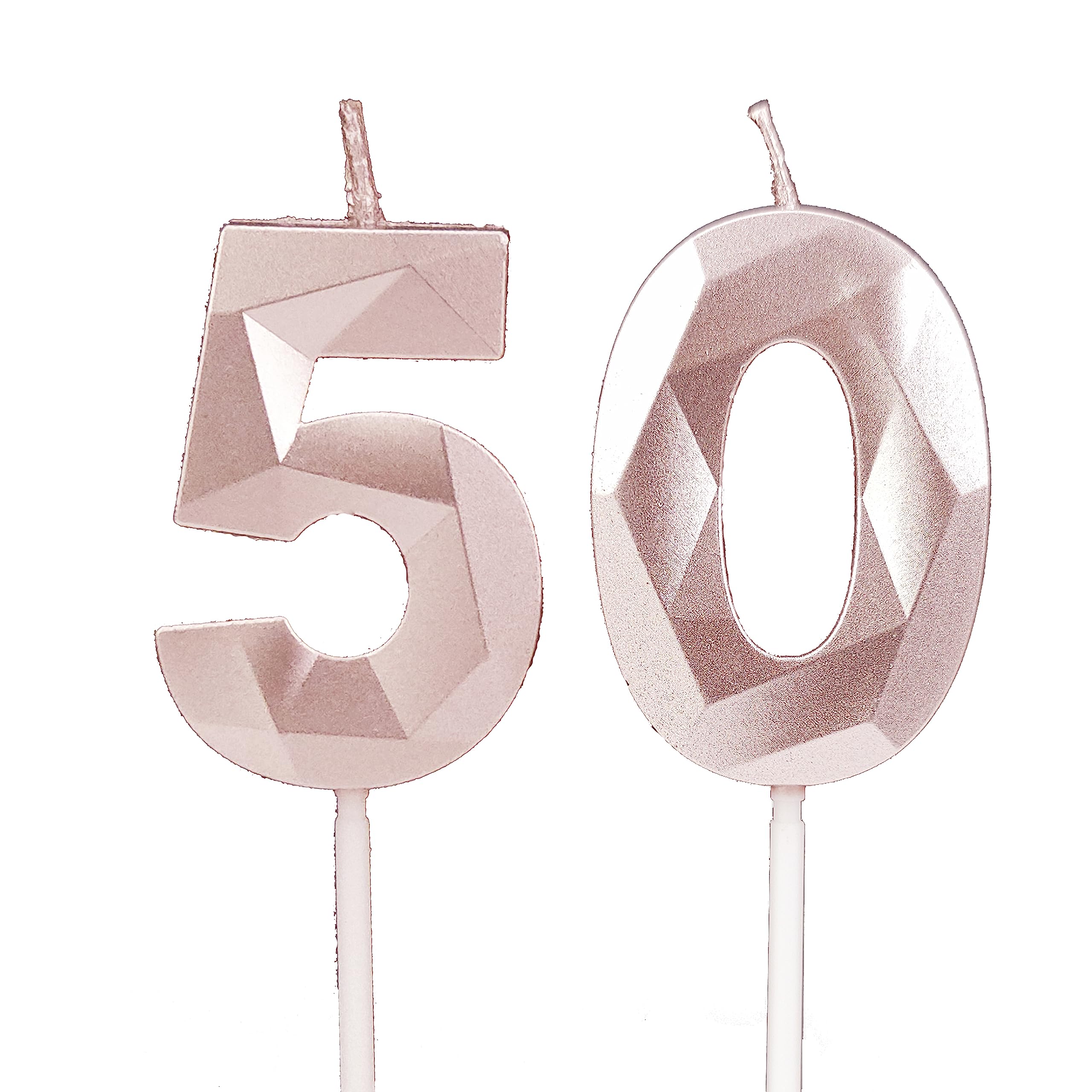 Dtxlx Men's Rose Gold 50Th Birthday Candles, Number Candles Birthday Decoration, Happy Birthday Cake Toppers, For Birthday Parties Weddings Company Anniversaries (, 50)