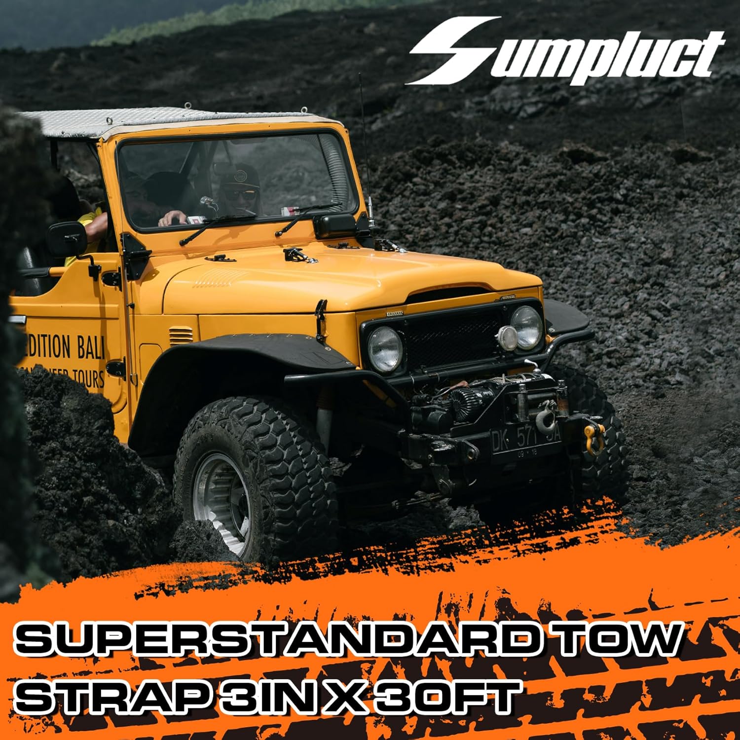 Recovery Tow Strap 3in X 30ft Exceed Heavy Duty 36580 lbs Break Strength, Use for Emergency Towing Rope, Tree Saver, Winch Extension, Triple Reinforced Loops,Car Accessories