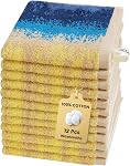 SEMAXE Bath Towel Set, 8 Piece Towel Set for Bathroom, Quick Dry Cotton Towels with Hanging Loops, Easy Care, Yellow & Gray