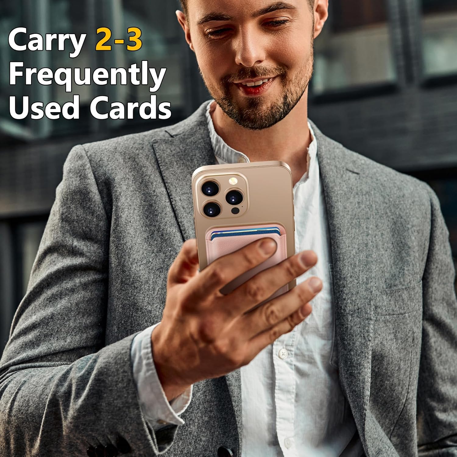 Homsctect Upgraded for MagSafe Wallet, Magnetic Phone Wallet 3 Cards Holder, Powerful 23 Magnets&Credit Card RFID Blocking, Slim&Leather, Magnetic Wallet for iPhone 16/15/14/13/12 Series-Rose Gold - Image 5