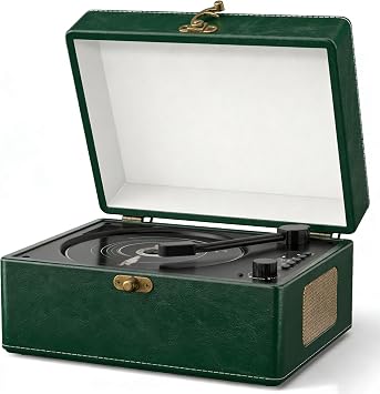 Retro CD Player with Bluetooth in/Out Portable CD Player with Built-in Rechargeable Battery,Auto Power Off,USB,AUX,Headphone Jack,Vintage Music Player for Women/Men-Green